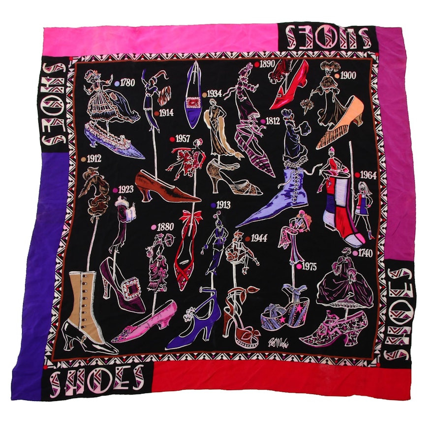 Bob Mackie Wearable Art Patterned Silk Scarf