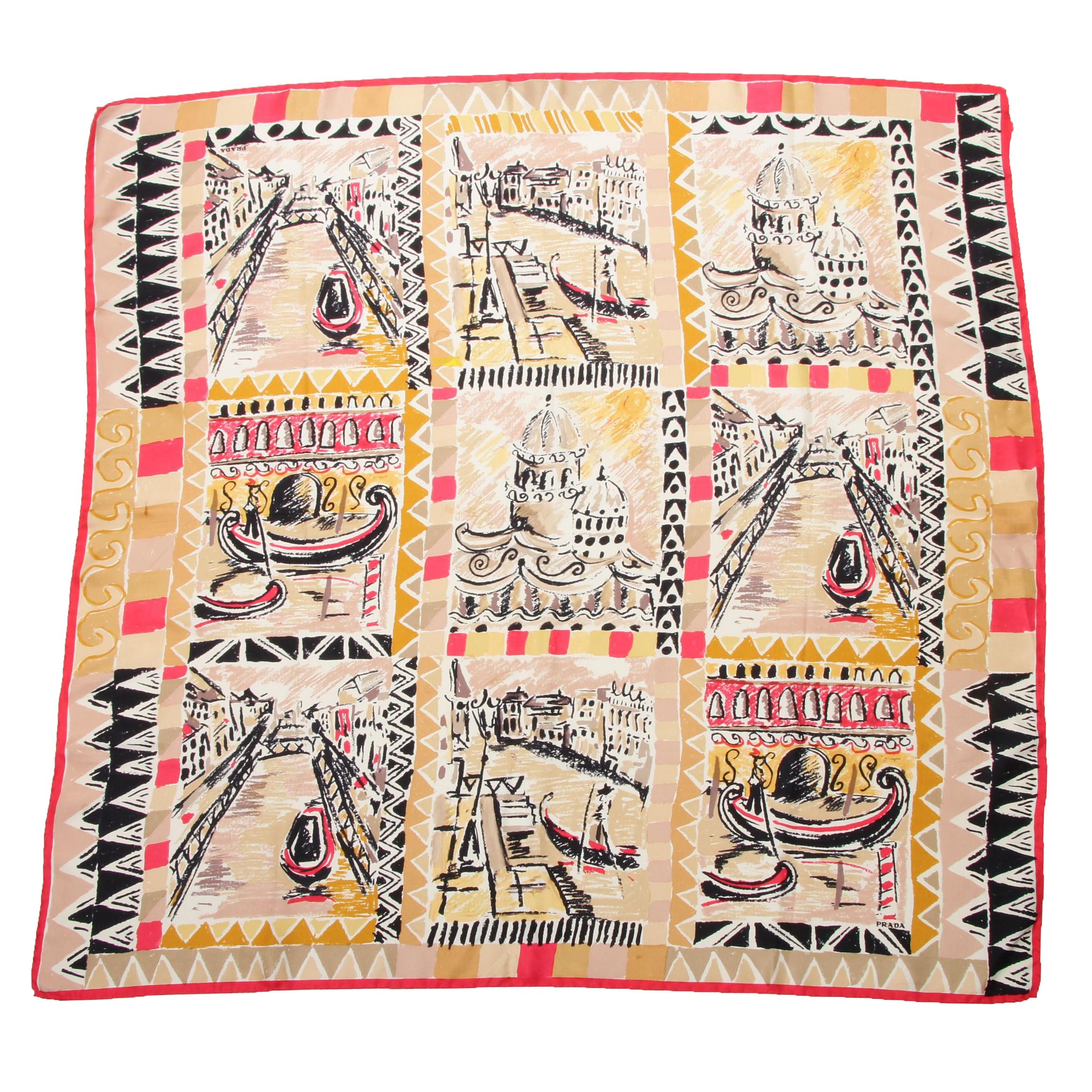 Prada Patterned Silk Scarf