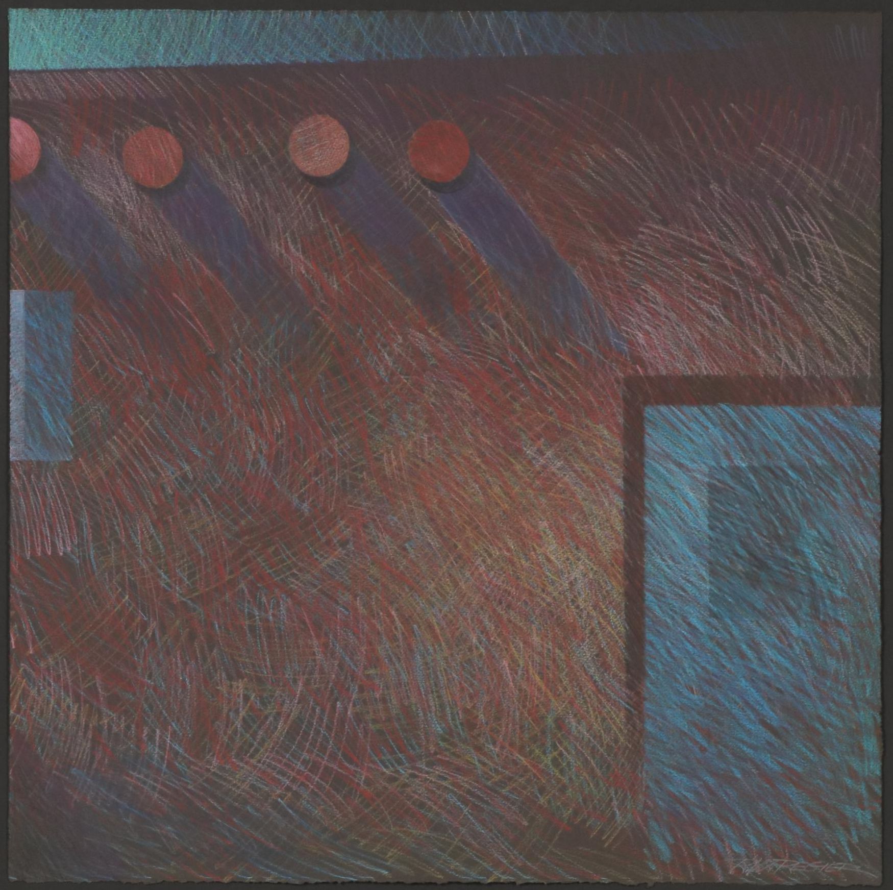 Robert W. Regier Pastel Drawing of Geometric Abstract Composition, 20th Century