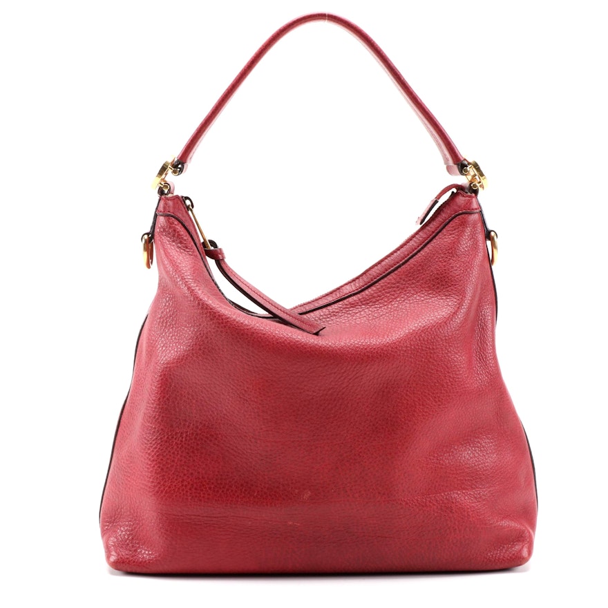Gucci Miss GG Hobo Bag in Burgundy Grained Leather