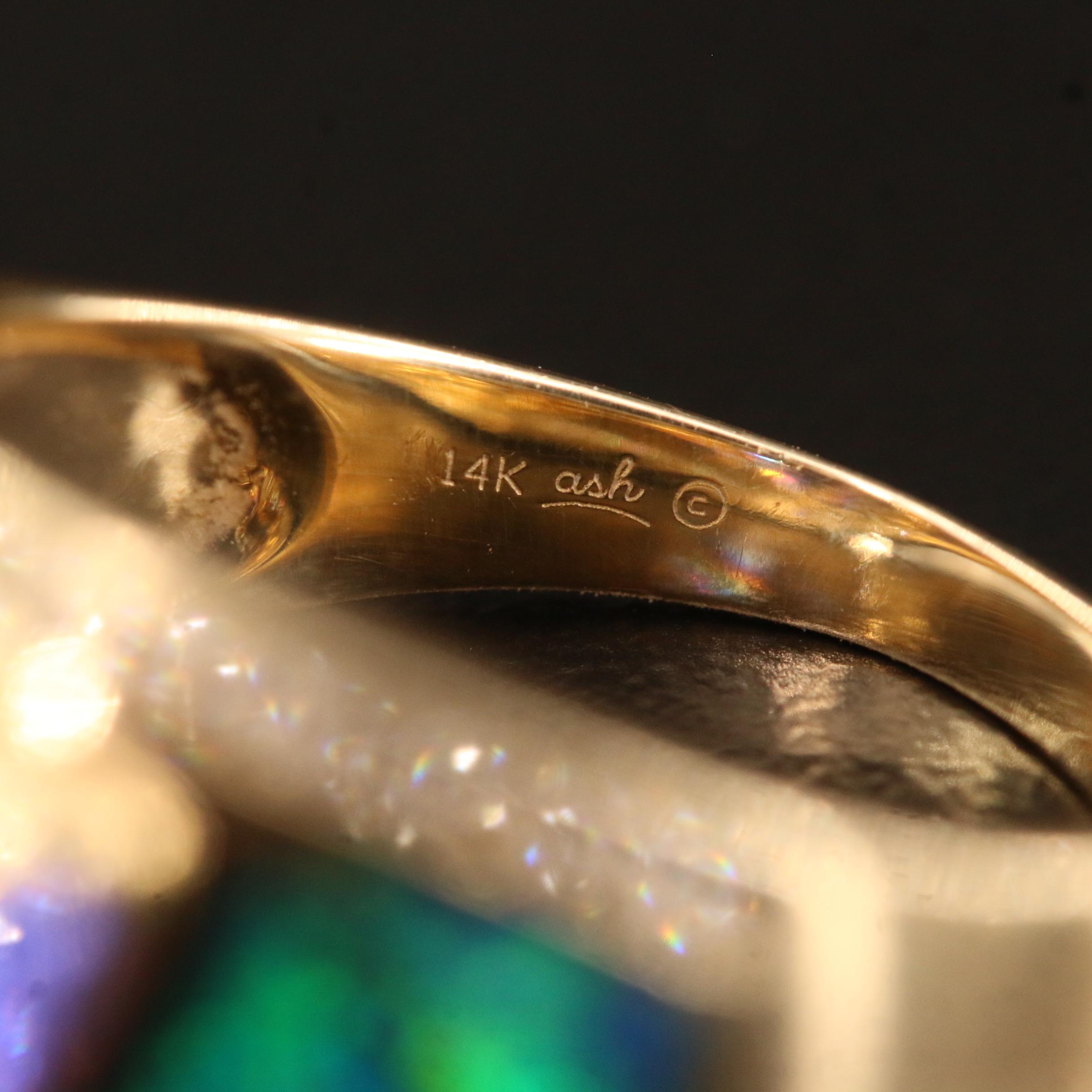 14K Tanzanite, Opal Doublet and Diamond Ring