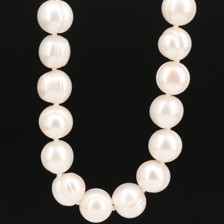 Semi-Baroque Pearl Necklace with Sterling Silver Clasp