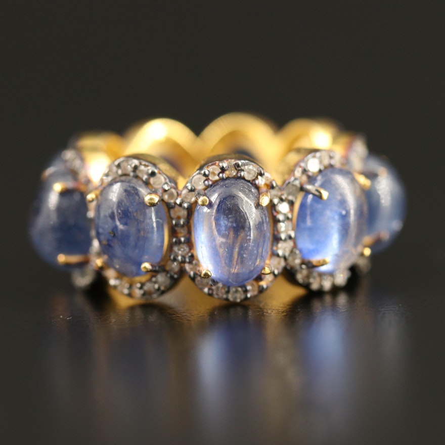 Sterling Sapphire and Diamond Eternity Band