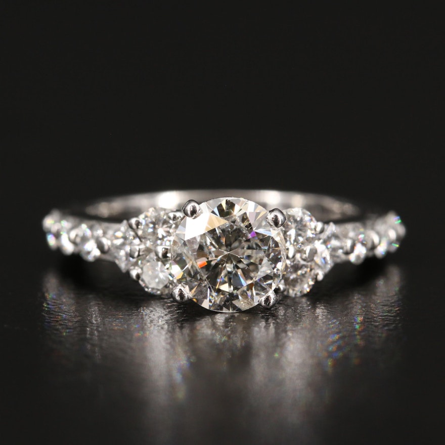 Platinum 1.75 CTW Diamond Cathedral Ring