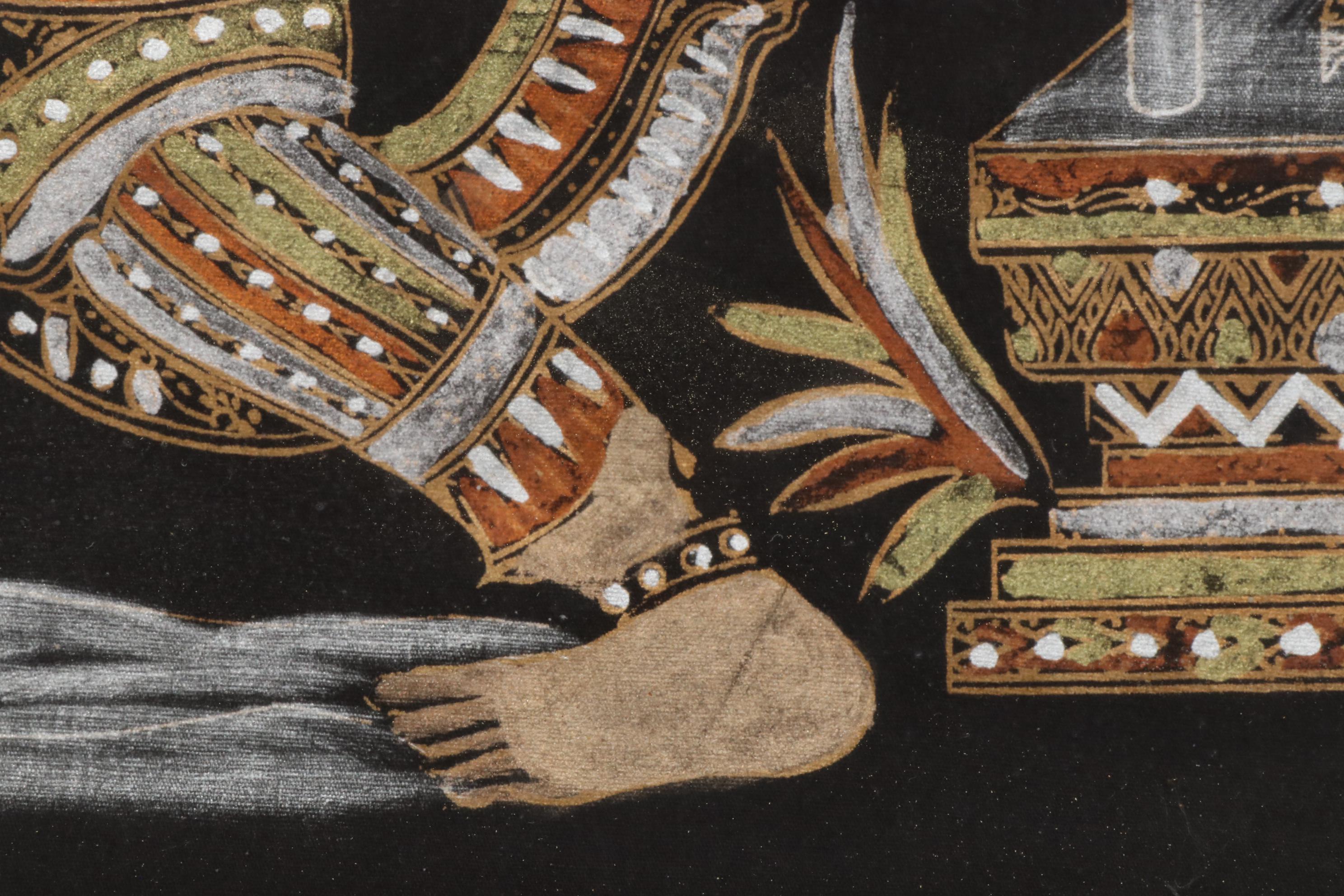 Thai Mixed Media Painting of Ravana Abducting Sita, 20th Century