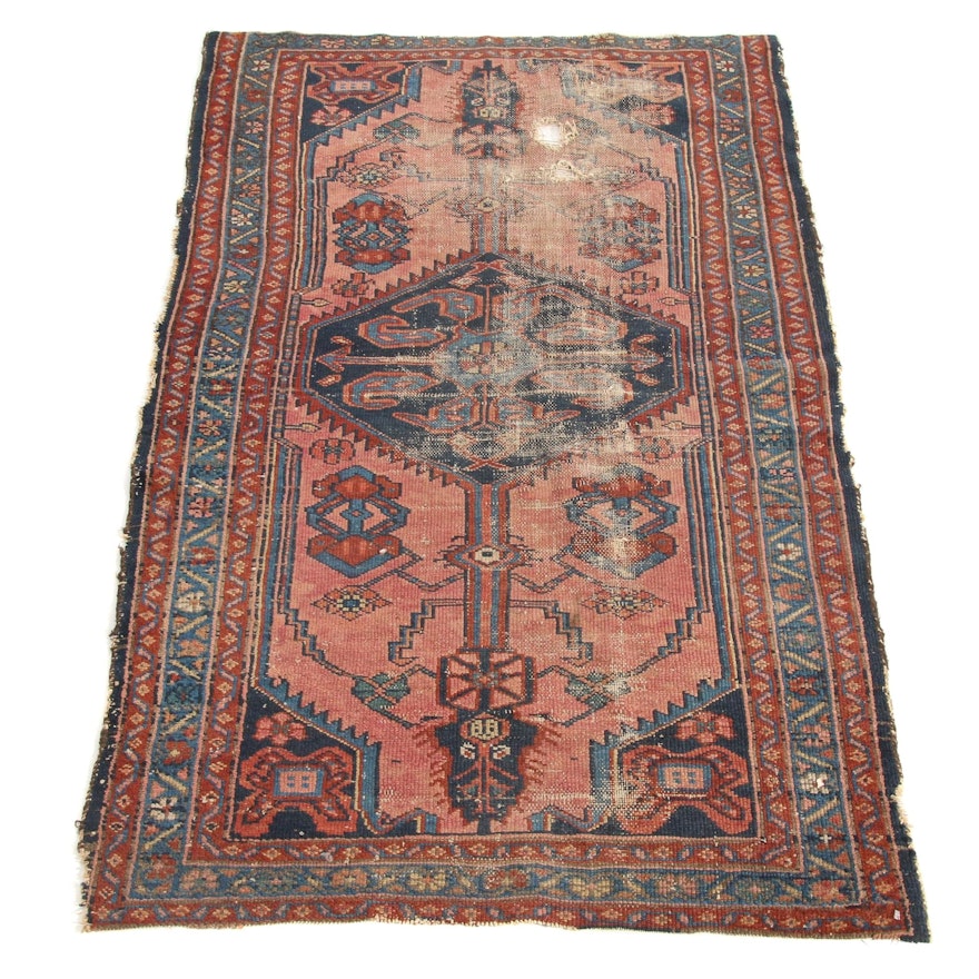 2'8 x 4'8 Hand-Knotted Persian Malayer Rug, 1920s