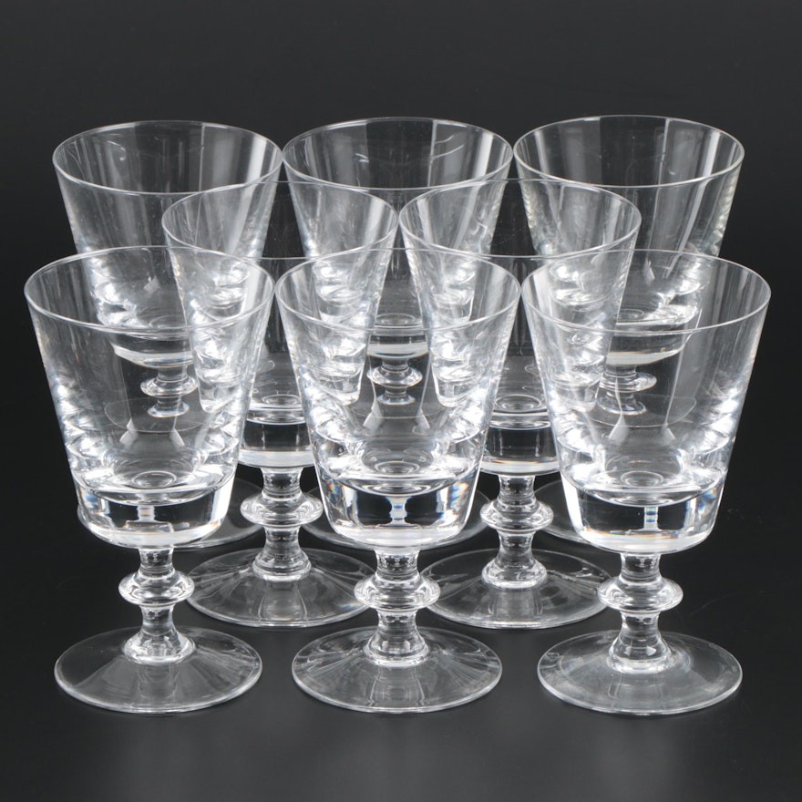 Val St. Lambert "State Plain" Crystal Water Goblets, Mid-Late 20th Century