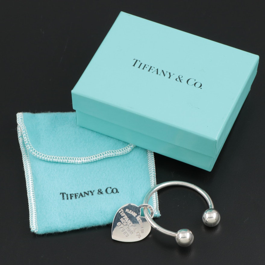 Tiffany & Co. Heart Tag Key Ring with Pouch and Box
