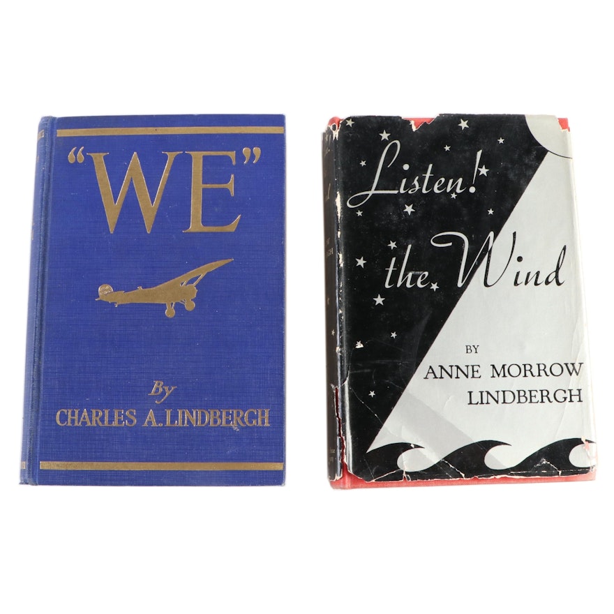 First Editions "WE" by C. Lindbergh and "Listen! the Wind" by Anne M. Lindbergh