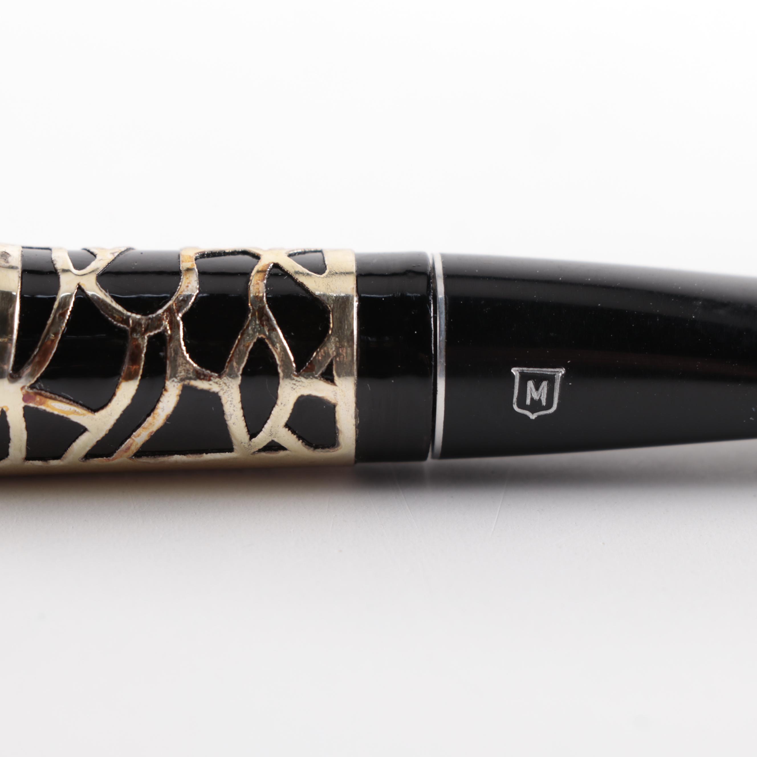 Medico Sterling Silver Overlay "Aztec" Design Briar Tobacco Pipe