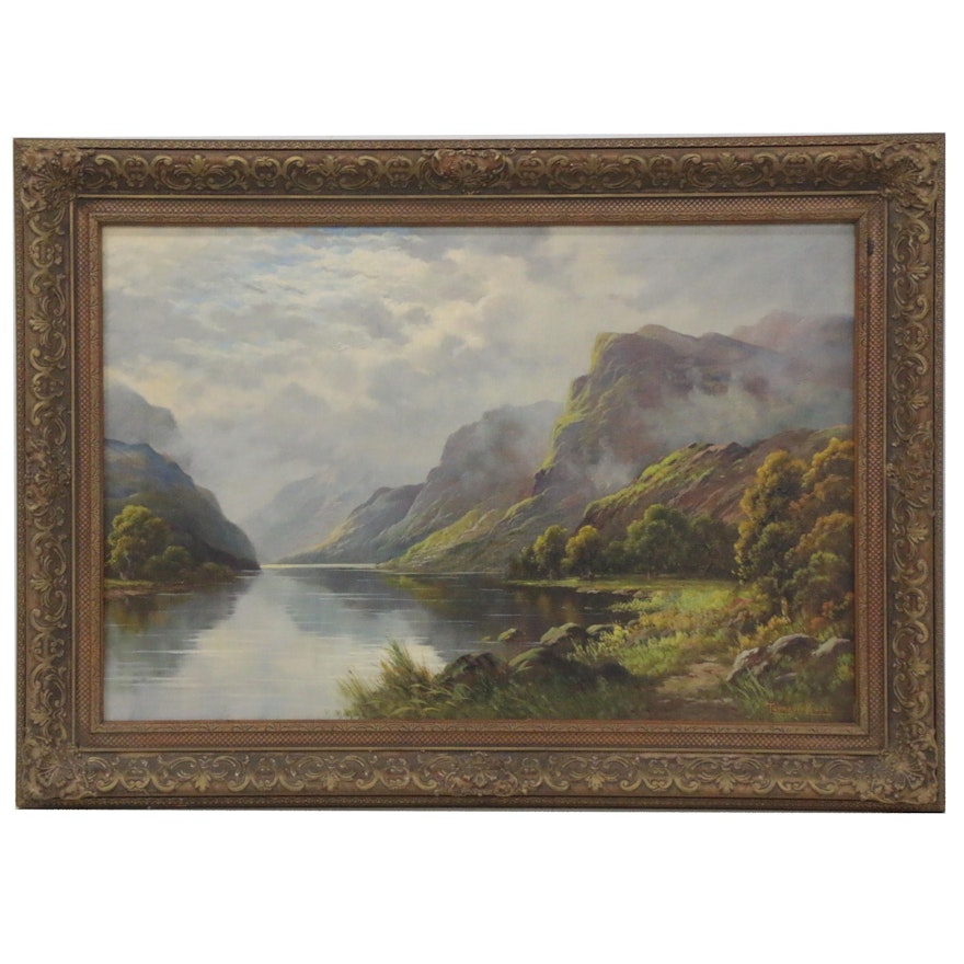 Thomas C. Blake Hudson River Style Oil Painting, Early to Mid 20th Century