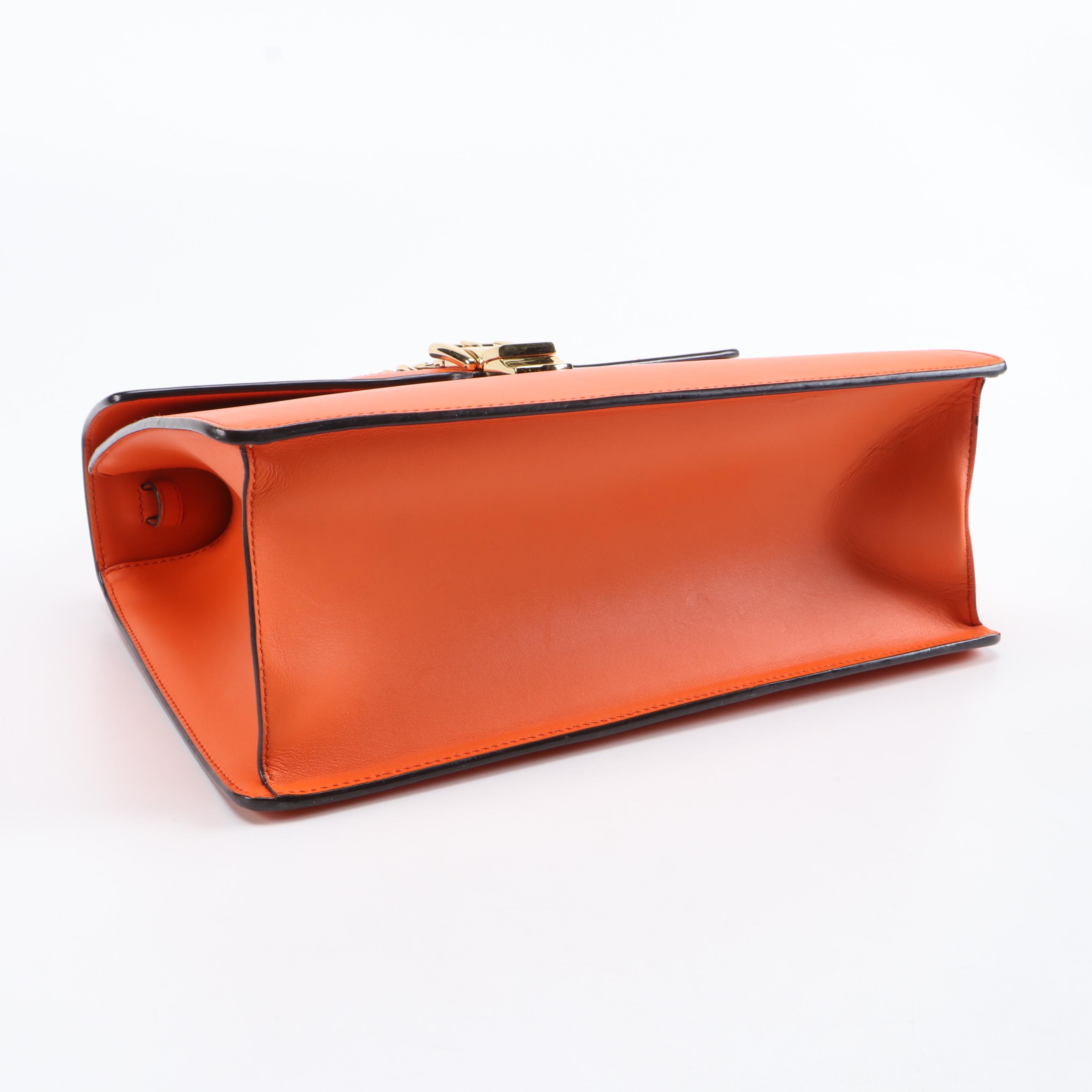 Gucci Medium Sylvie Two-Way Top Handle Bag in Orange Leather