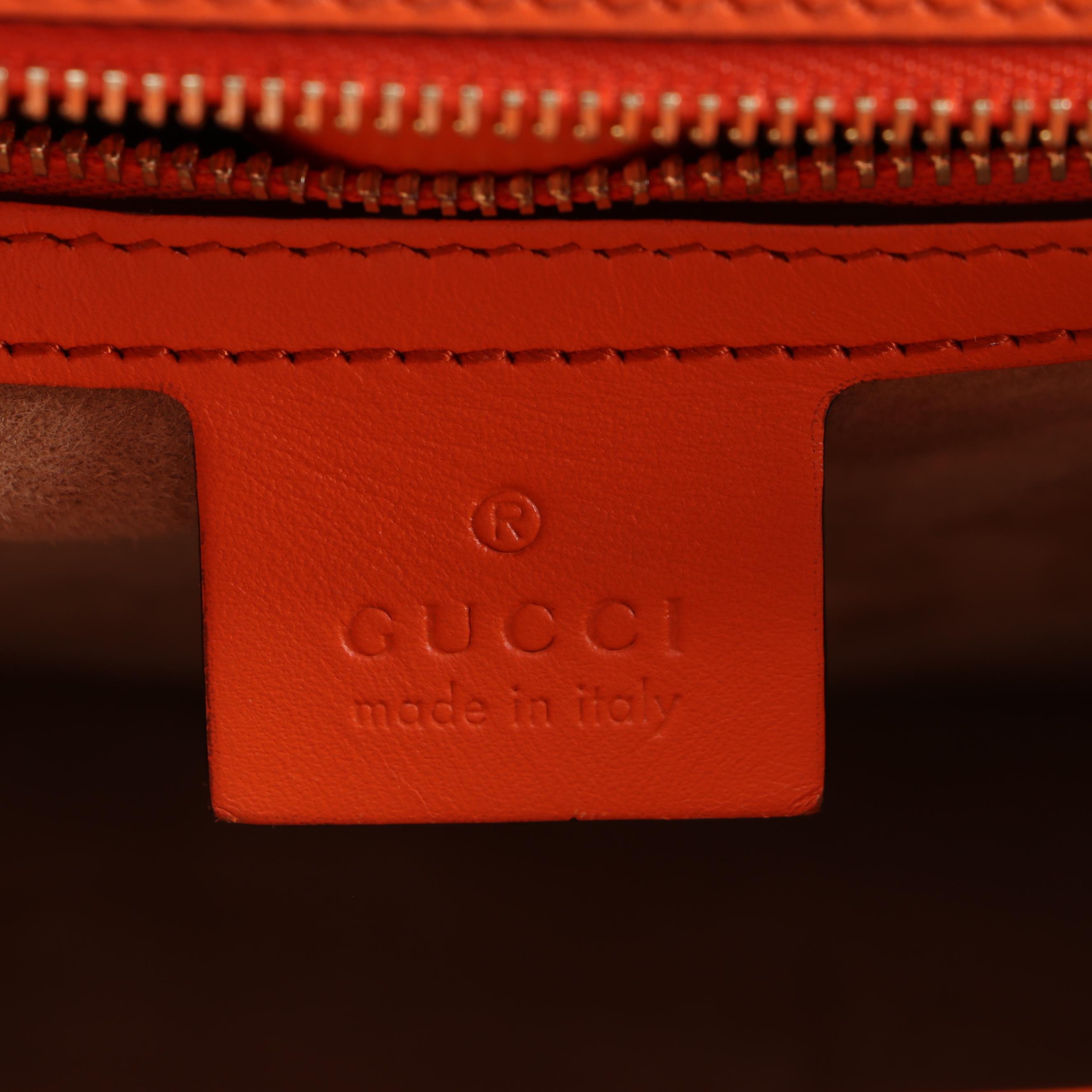 Gucci Medium Sylvie Two-Way Top Handle Bag in Orange Leather