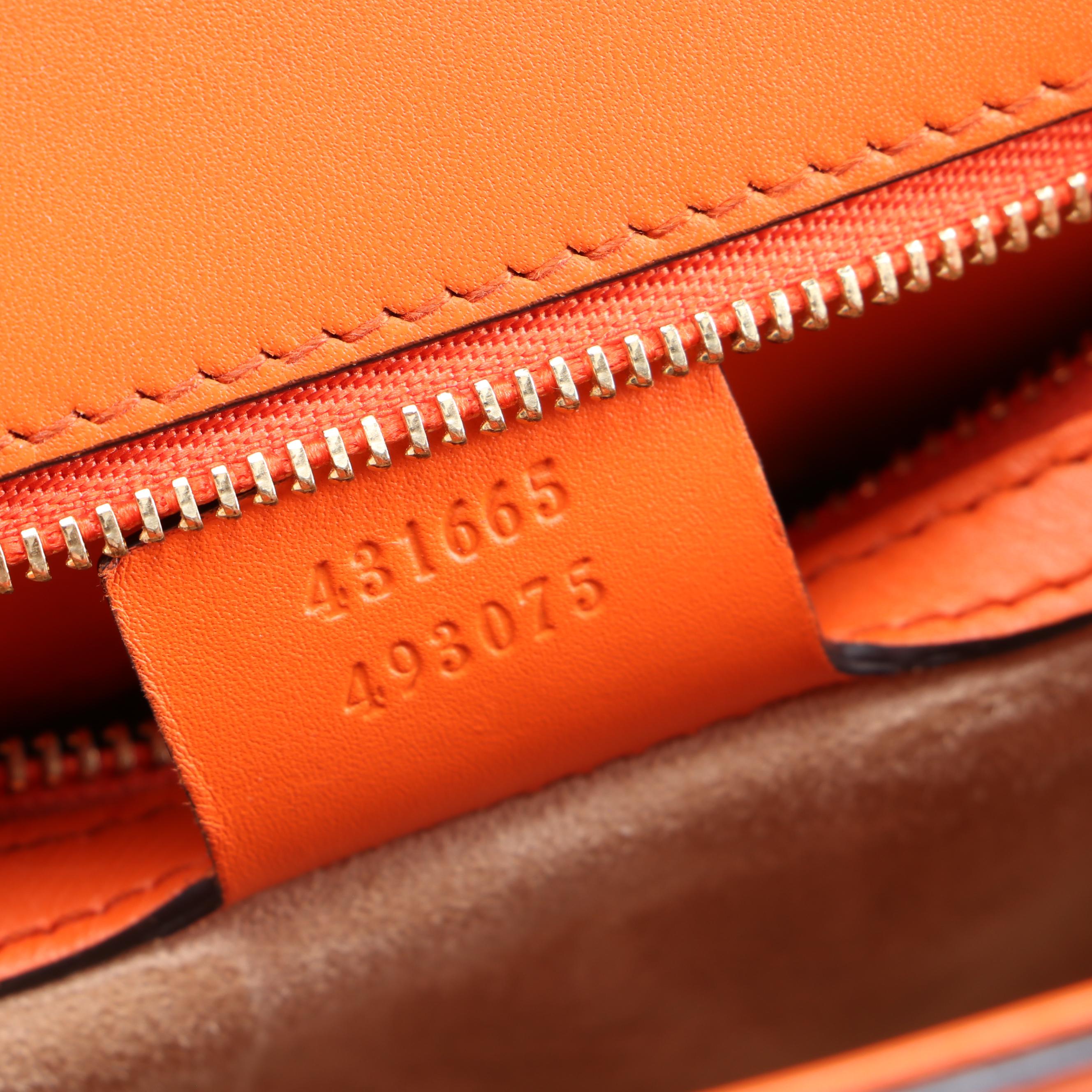 Gucci Medium Sylvie Two-Way Top Handle Bag in Orange Leather