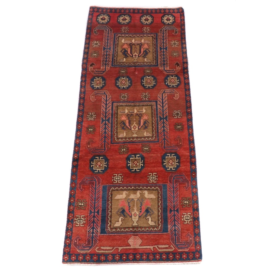 3'6 x 9'3 hand-Knotted Persian Kakaberu Wool Long Rug