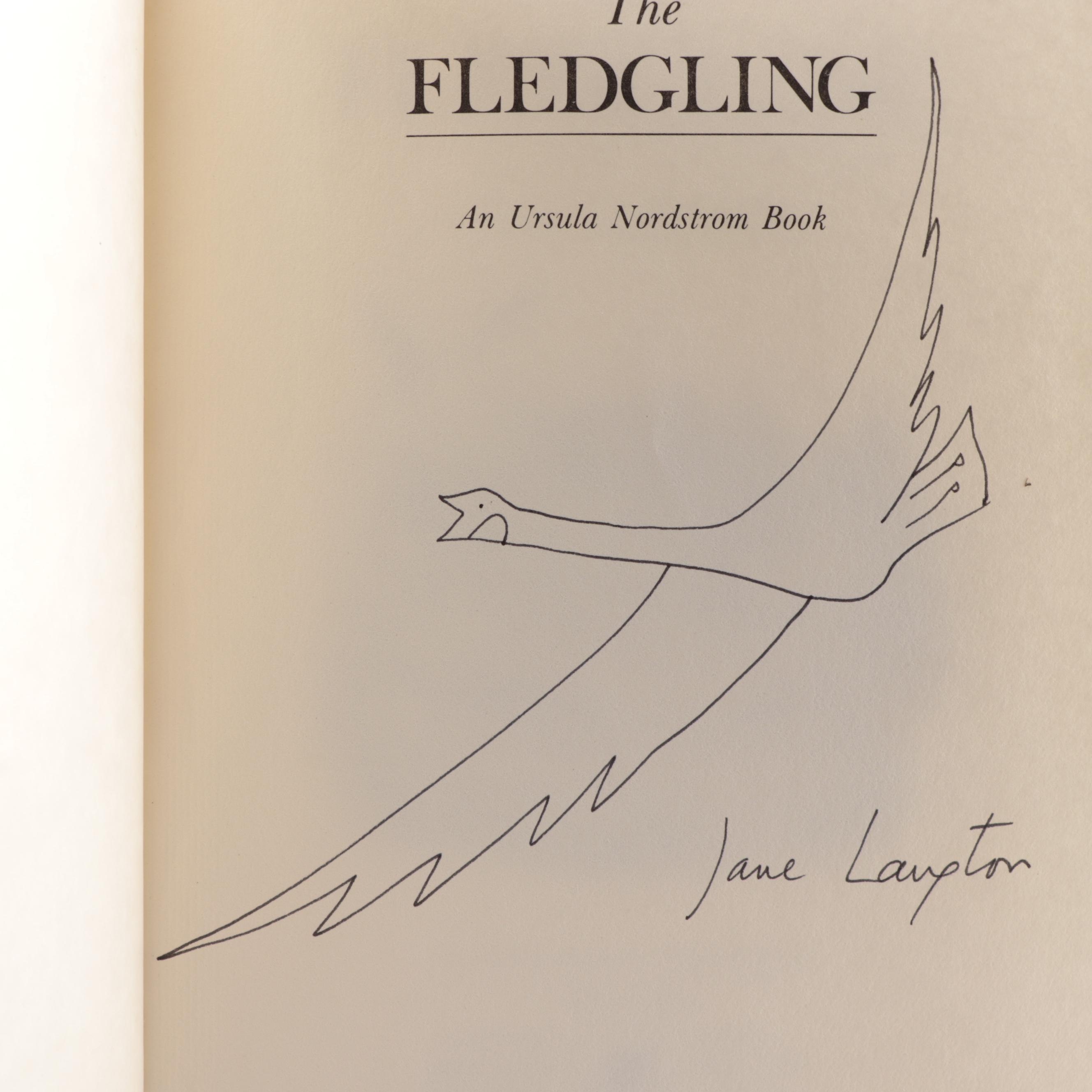 Signed with Drawing "The Fledgling" and "The Time Bike" by Jane Langton