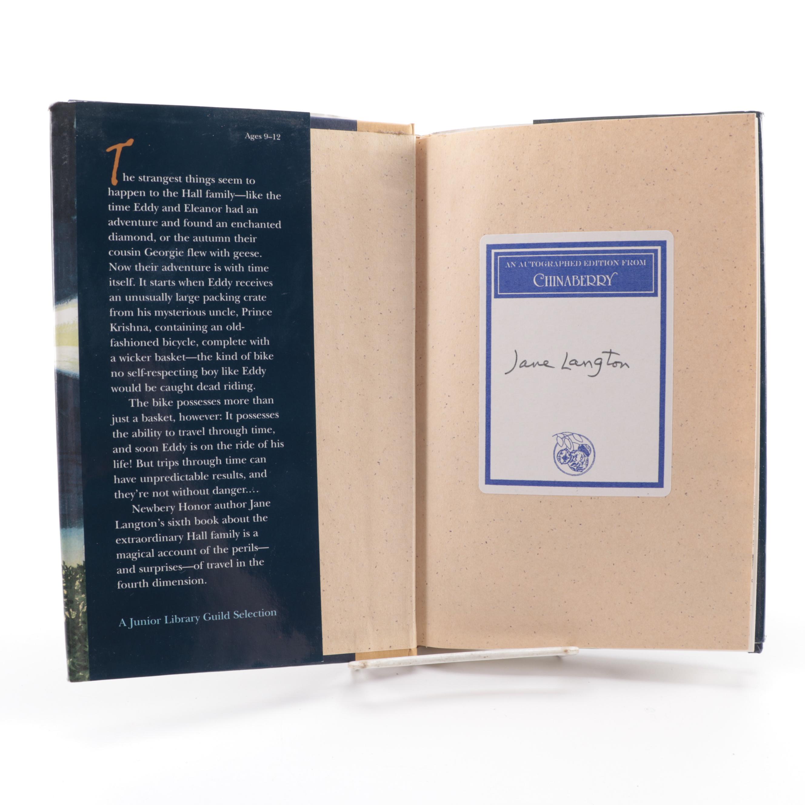 Signed with Drawing "The Fledgling" and "The Time Bike" by Jane Langton