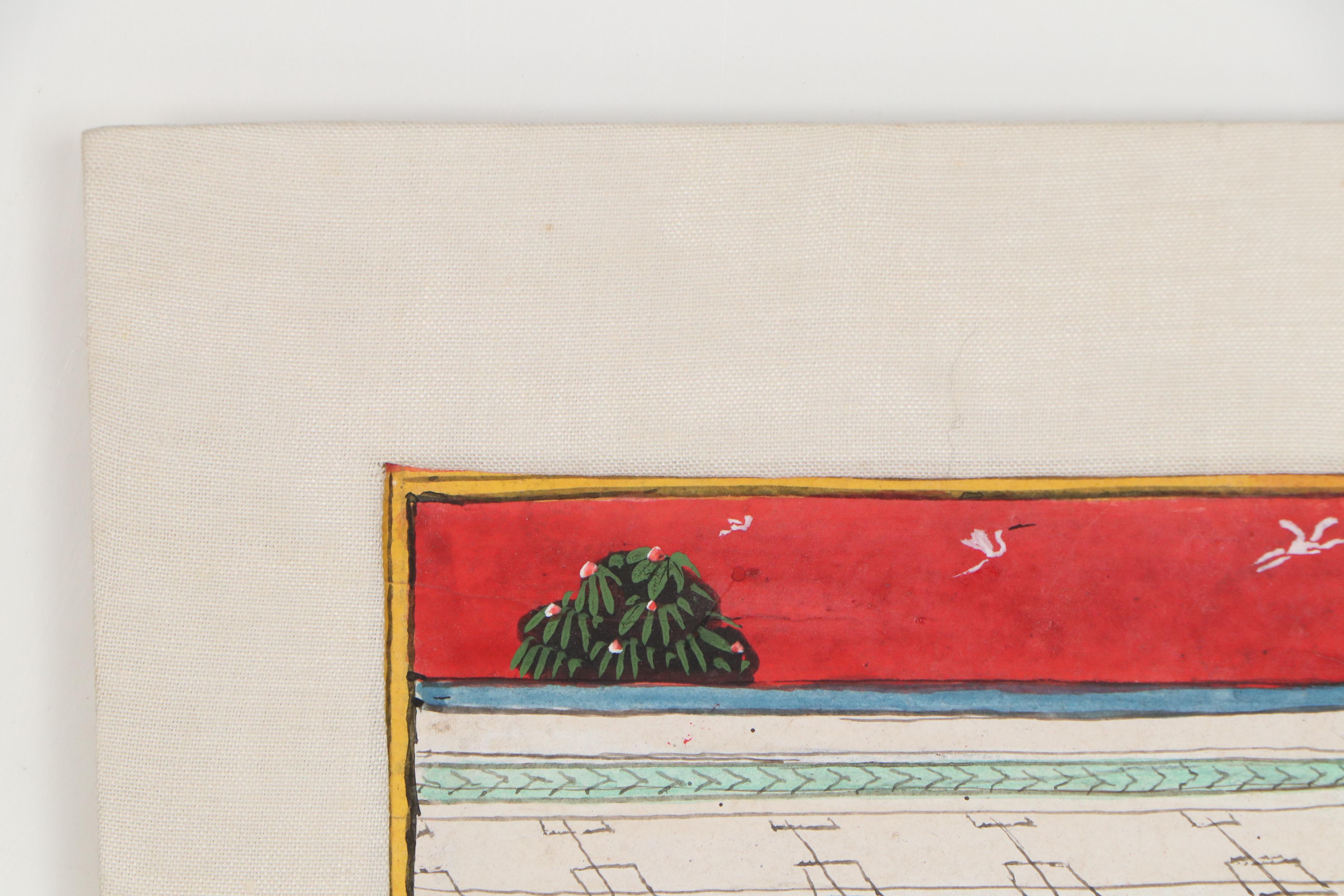 Indian Rajput Style Erotic Gouache Painting, 20th Century