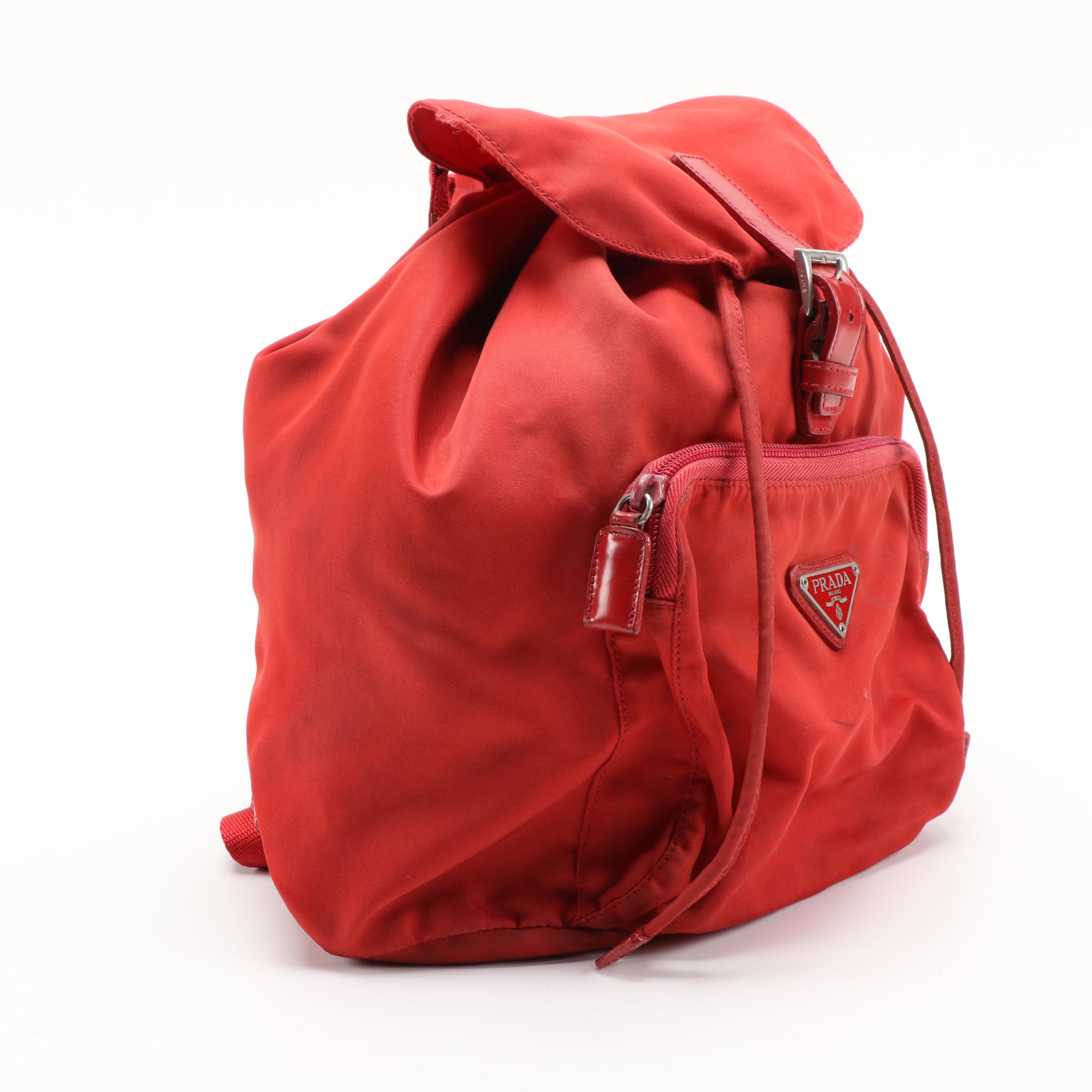 Prada Red Tessuto Nylon Backpack Purse
