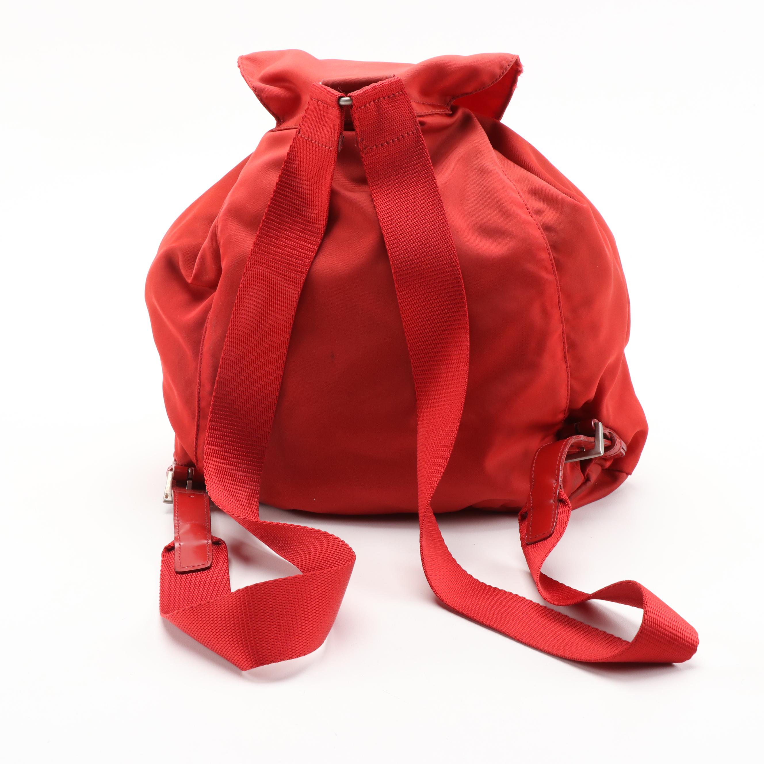 Prada Red Tessuto Nylon Backpack Purse