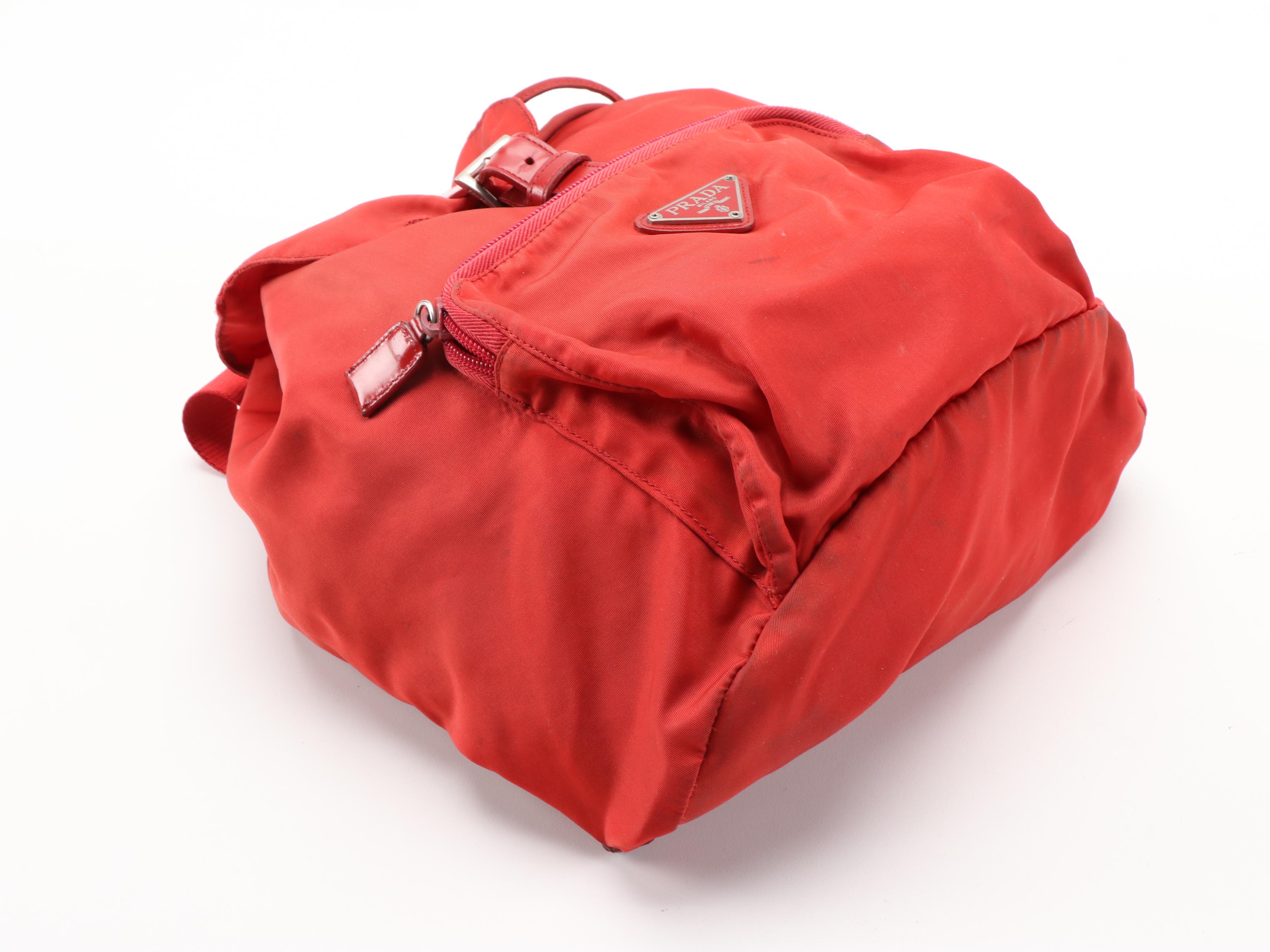 Prada Red Tessuto Nylon Backpack Purse