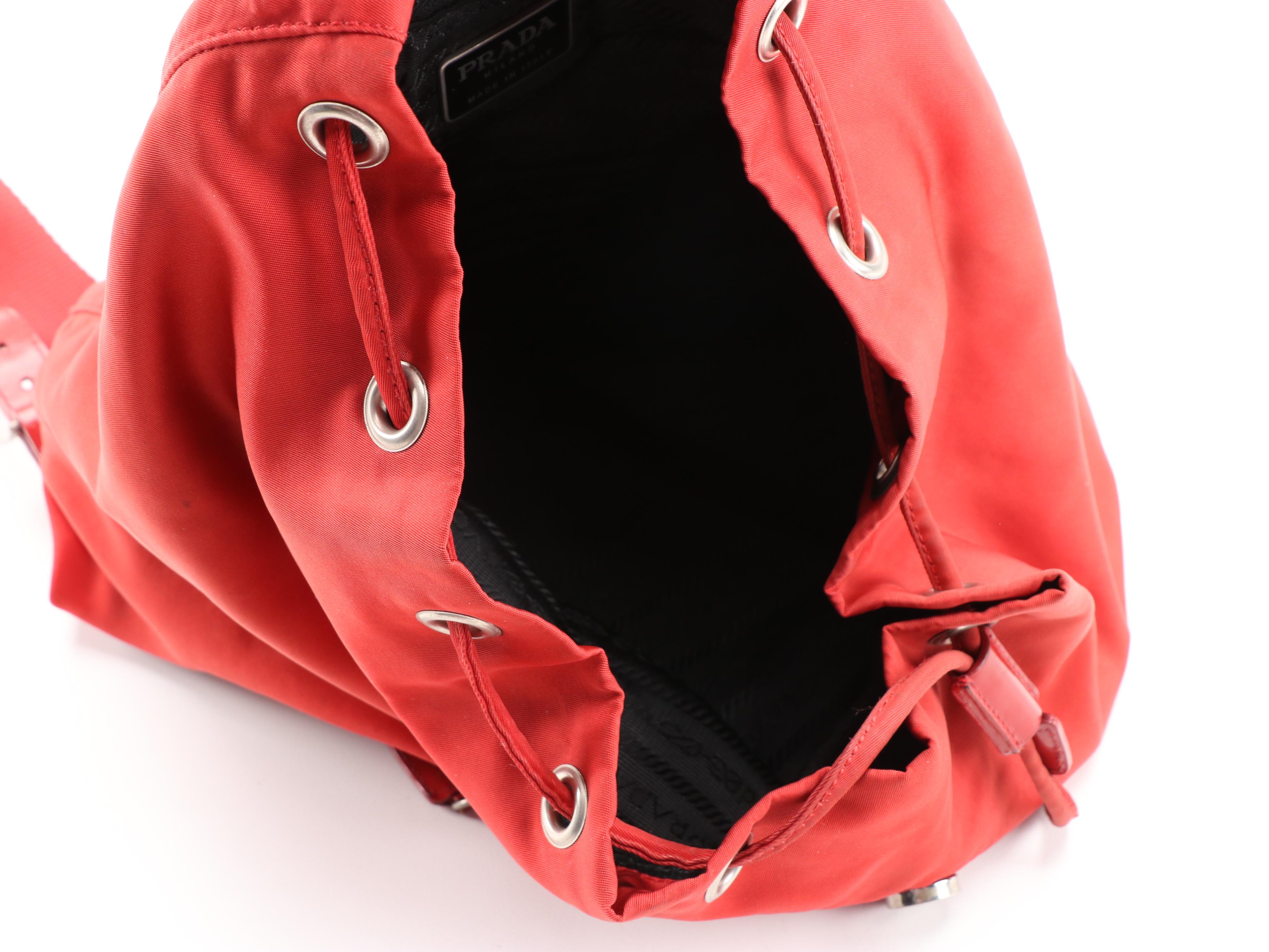Prada Red Tessuto Nylon Backpack Purse