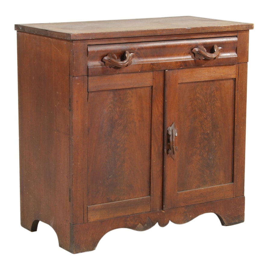 Walnut Cabinet with Carved Pulls, Early 20th Century