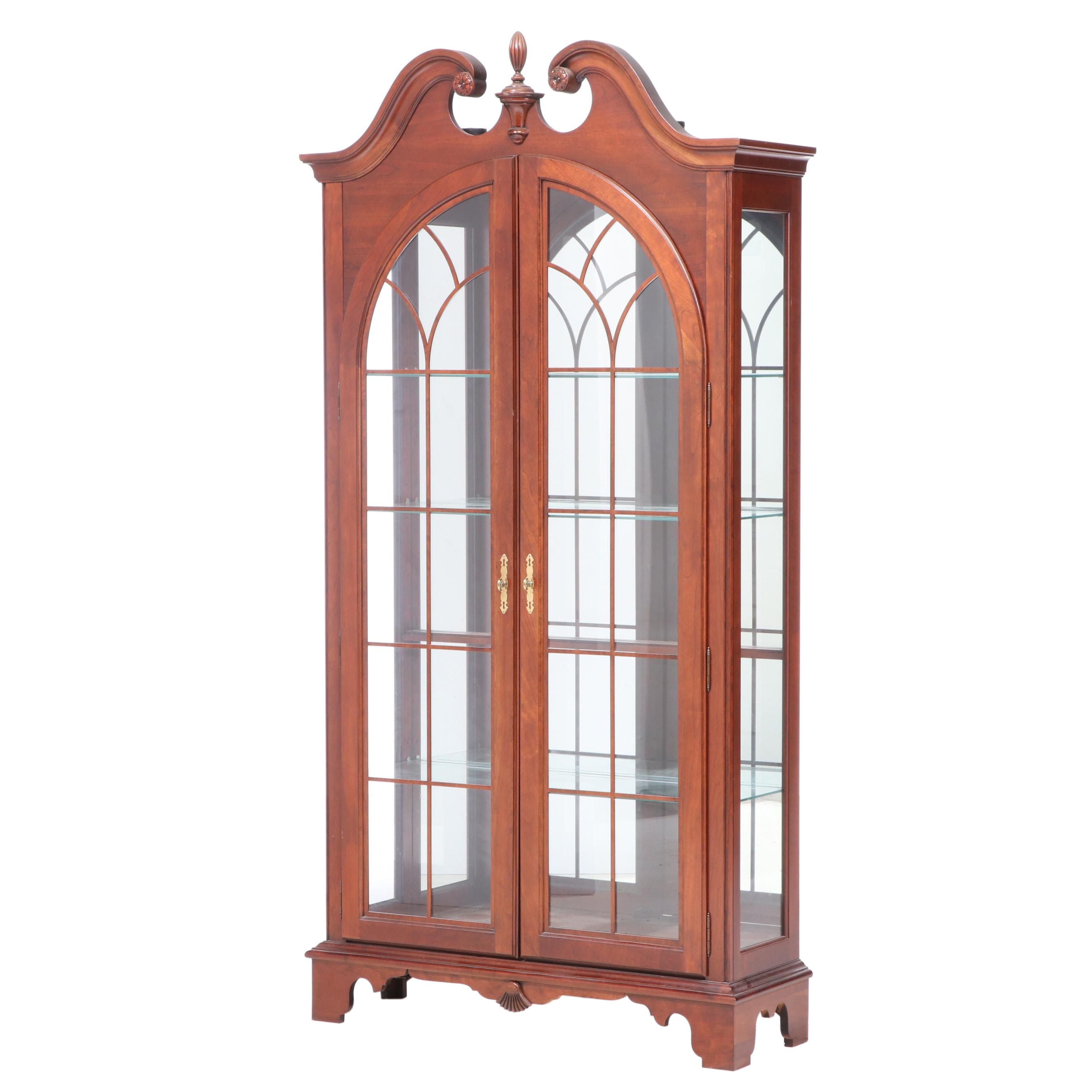 Federal Style Cherrywood Display Cabinet, Late 20th Century