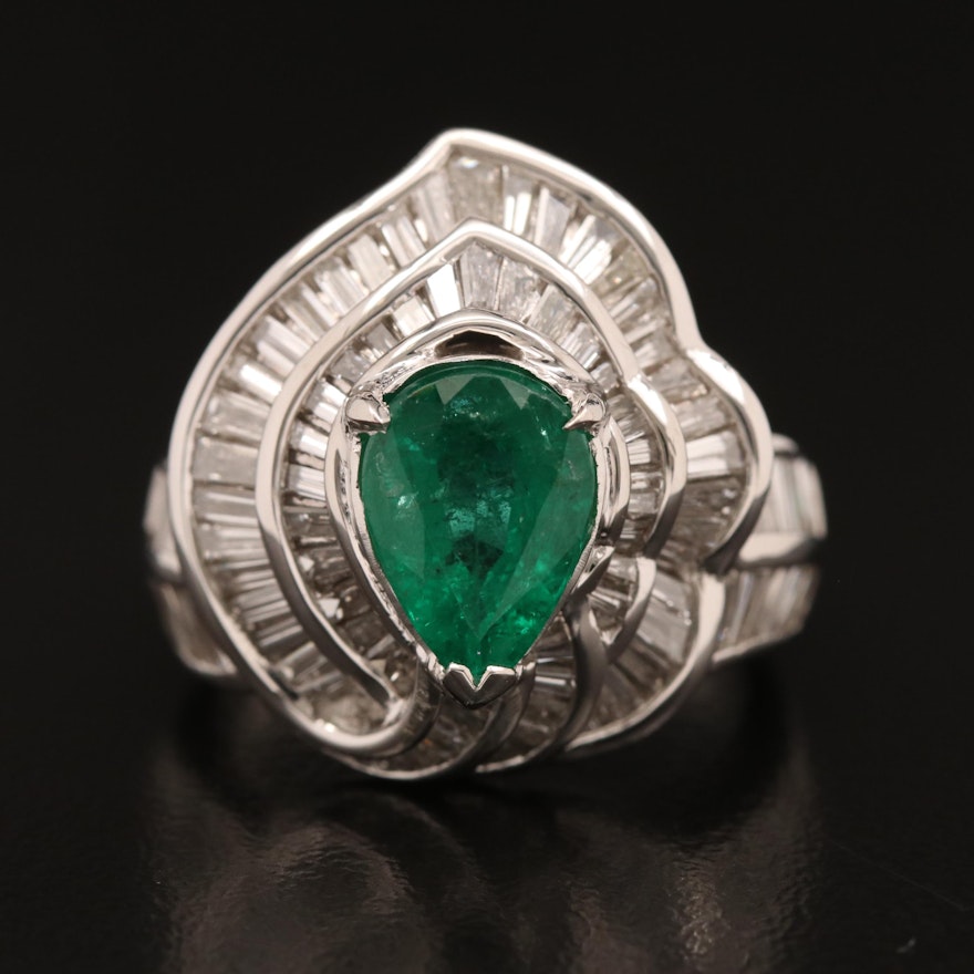 Platinum 2.29 CT Emerald and 1.95 CTW Diamond Ring with GIA Certification