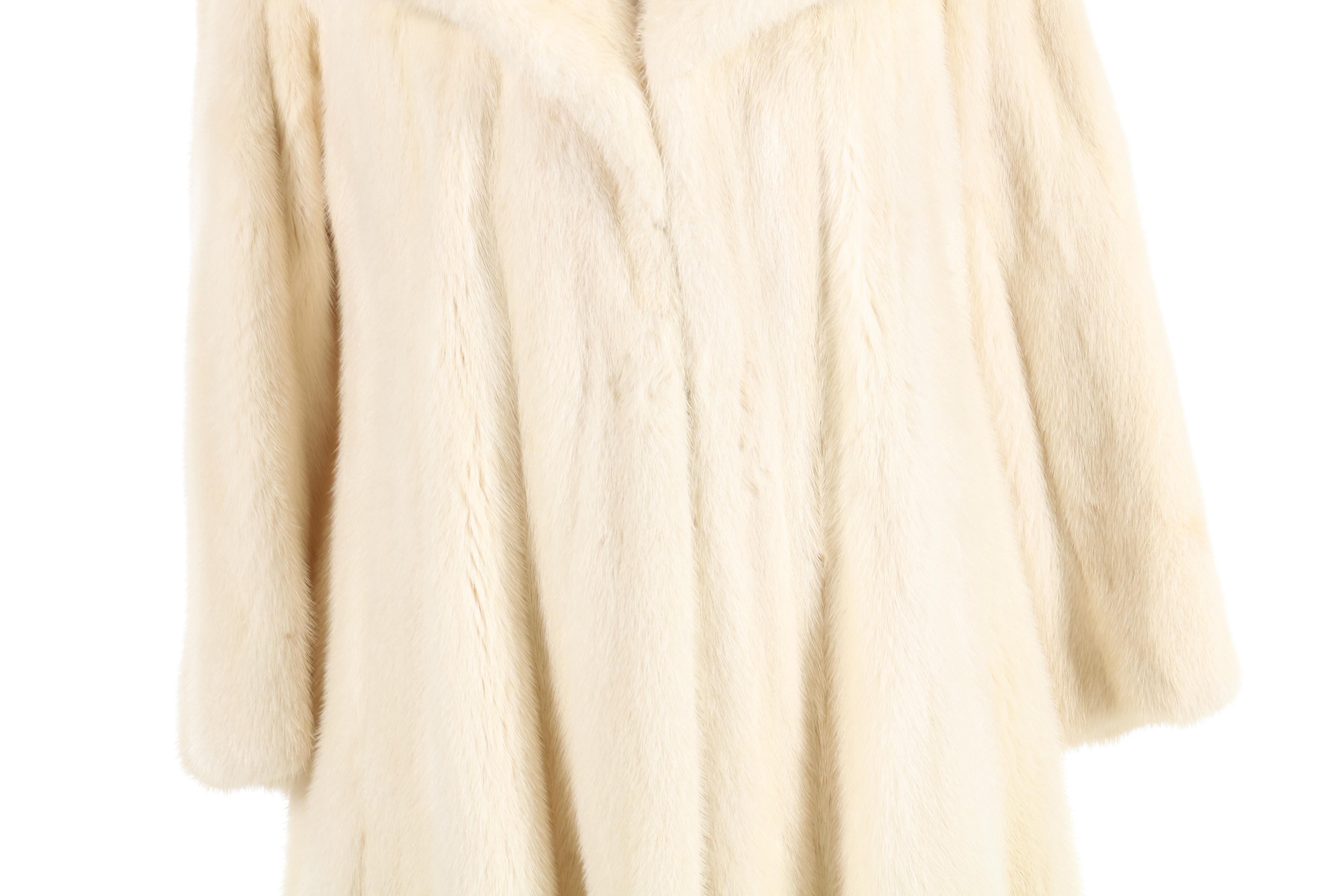 Donald Brooks Platinum Mink Fur Swing Coat with Wide Notched Collar