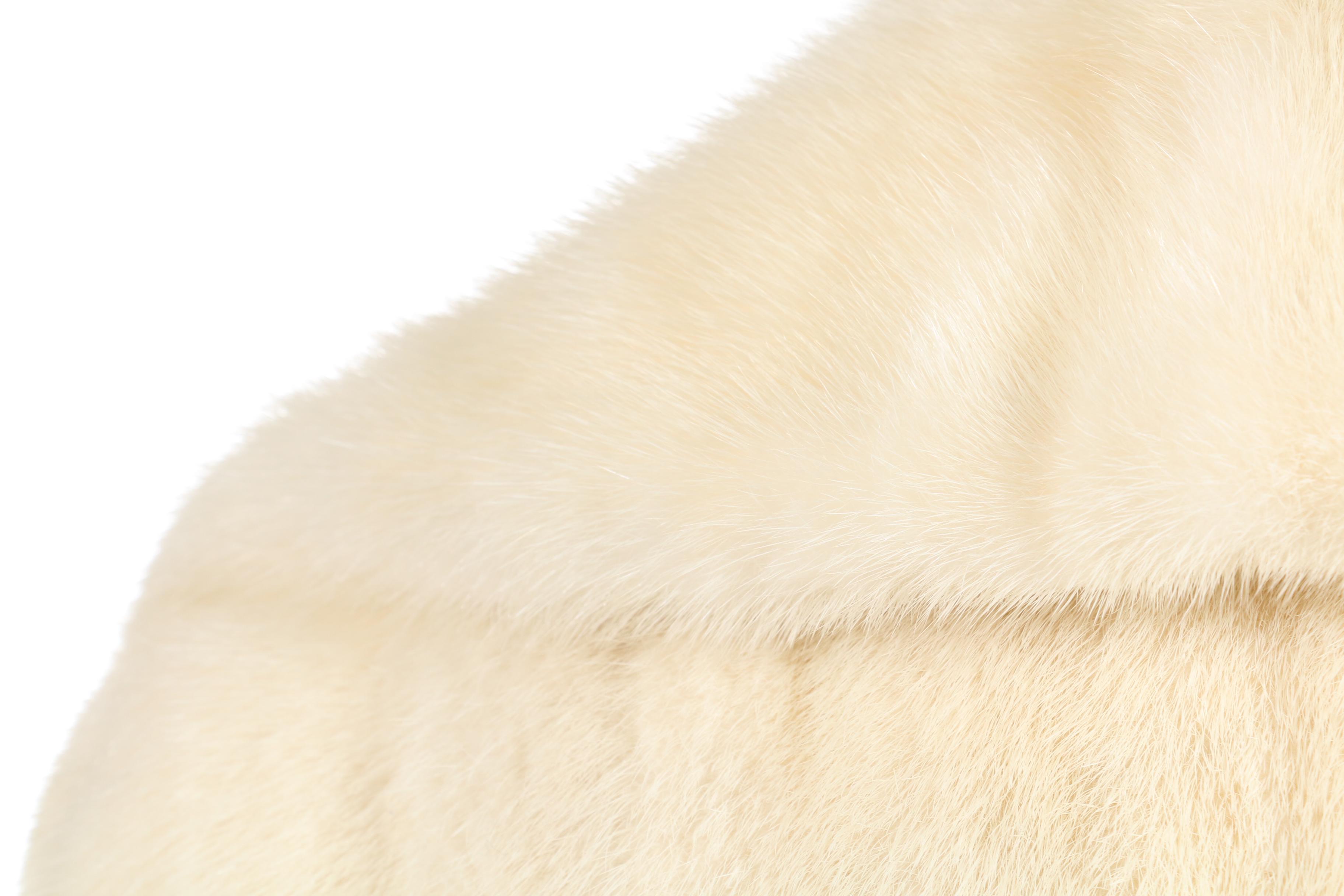 Donald Brooks Platinum Mink Fur Swing Coat with Wide Notched Collar