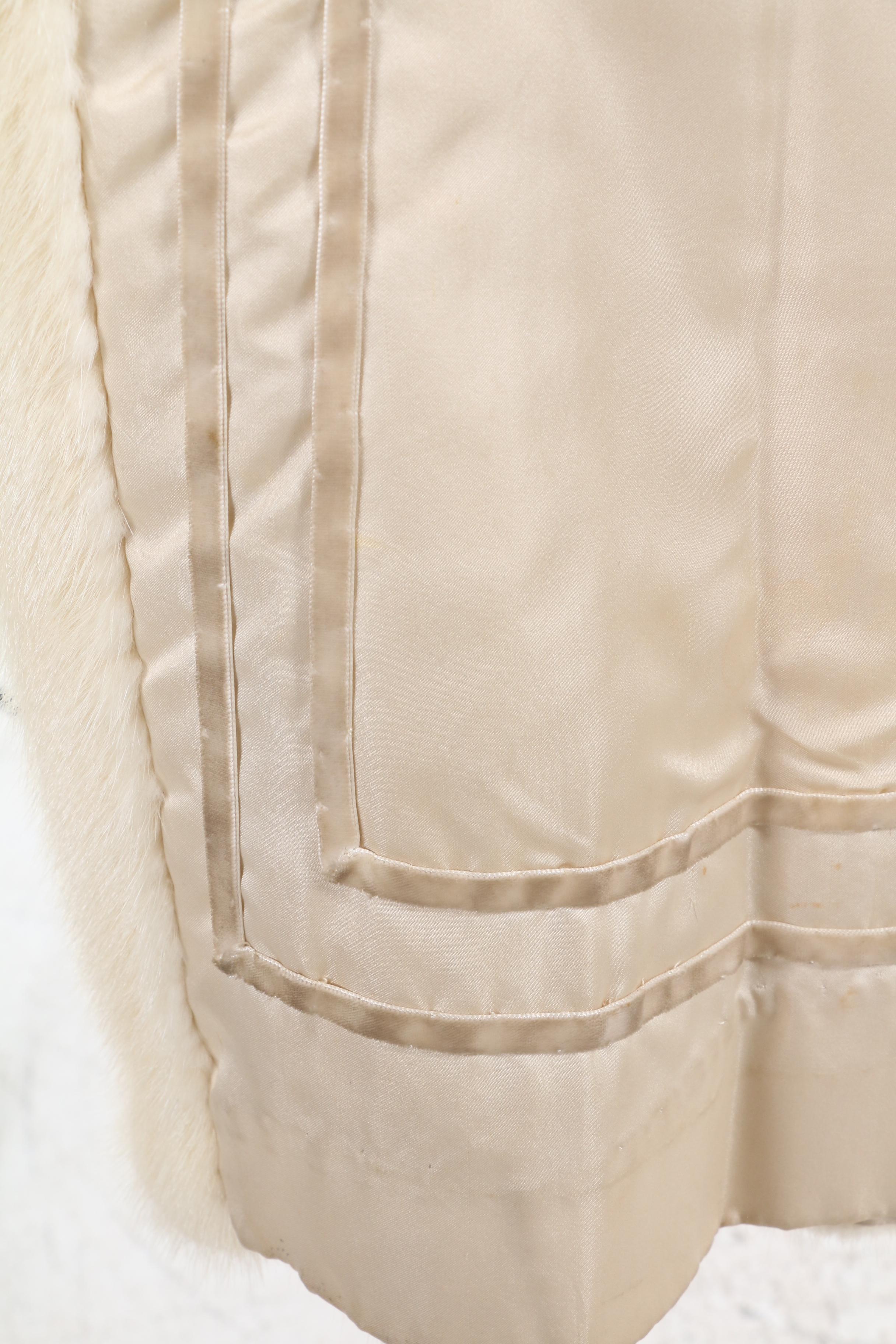 Donald Brooks Platinum Mink Fur Swing Coat with Wide Notched Collar