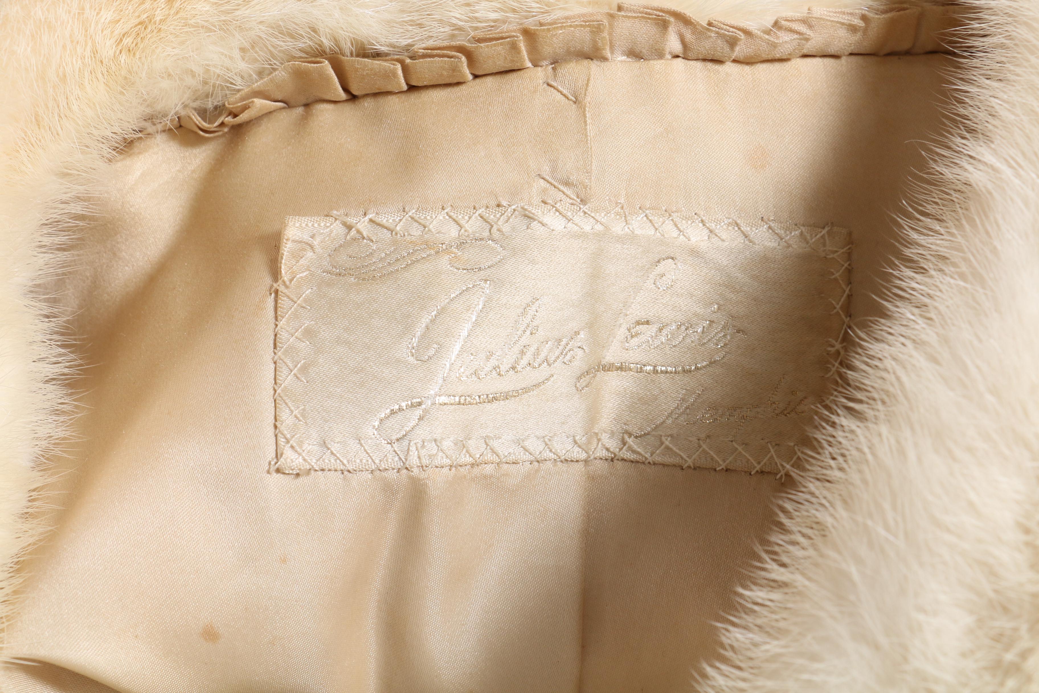 Donald Brooks Platinum Mink Fur Swing Coat with Wide Notched Collar