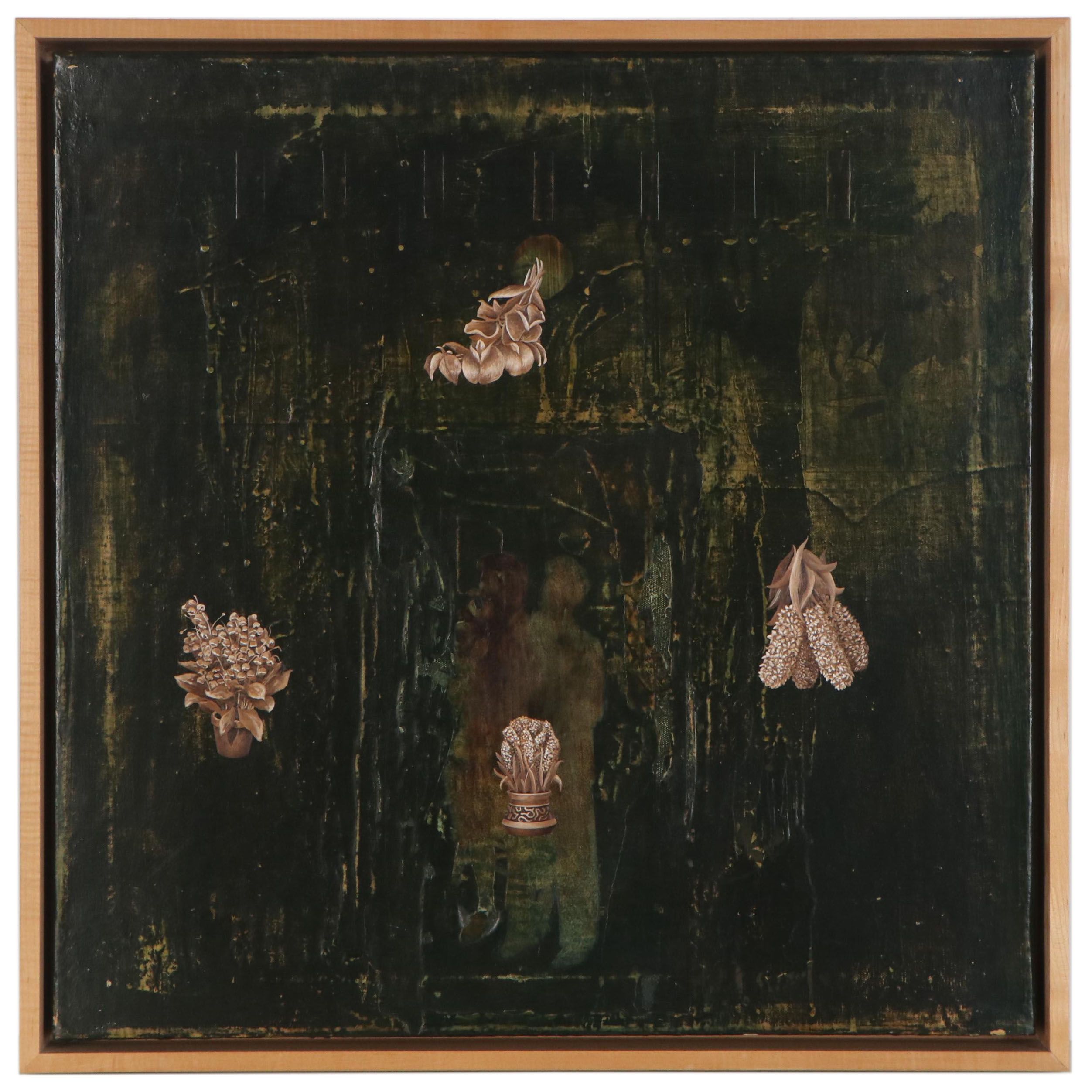 Patrick LoCicero Mixed Media Collage "Mystery", Late 20th Century