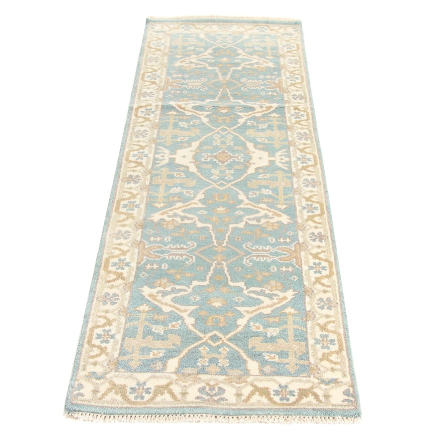 2'6 x 8'4 Hand-Knotted Indo-Turkish Oushak Runner Rug