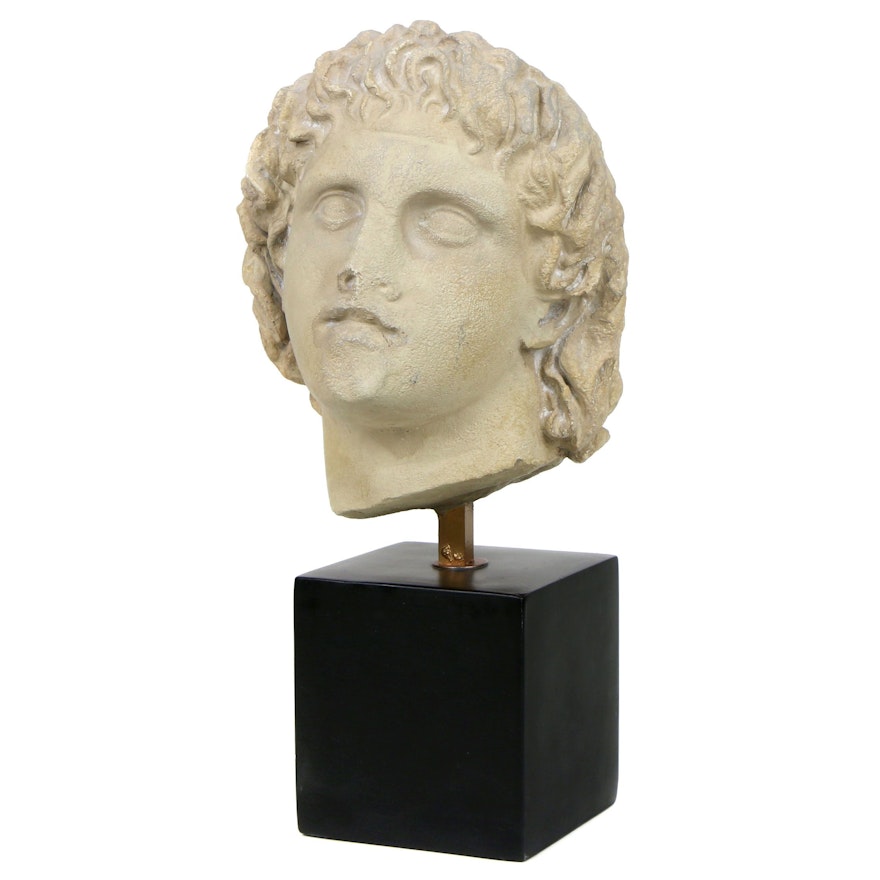 Classical Greek Style Stone Bust of Alexander the Great