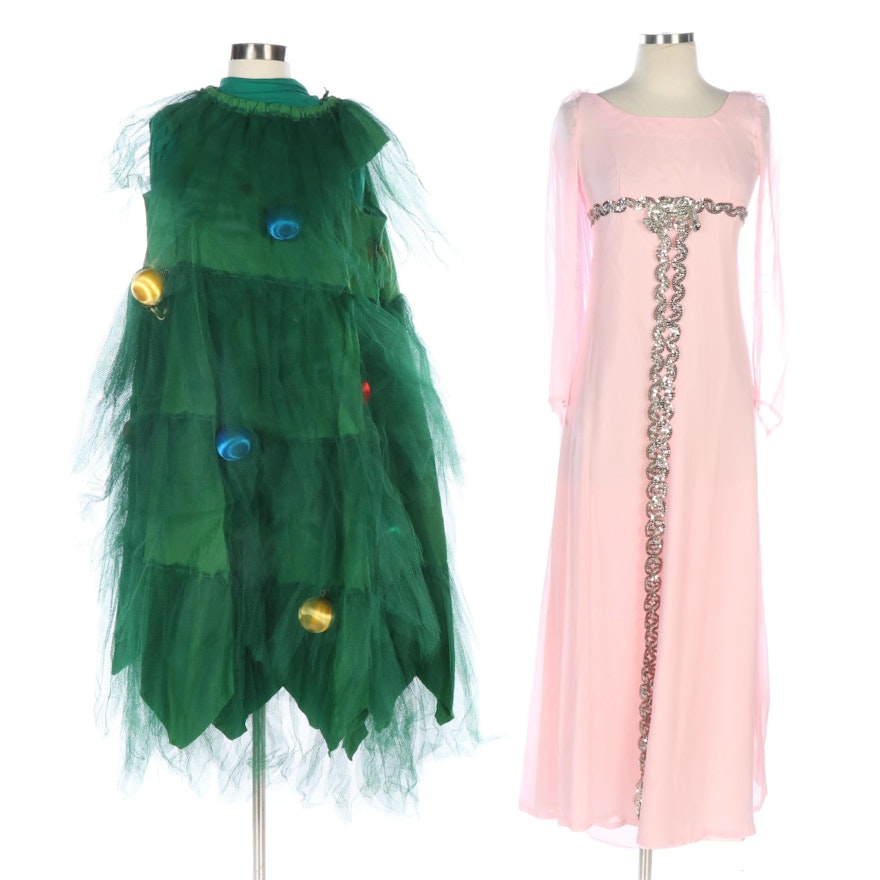 Christmas Tree Costume with Accessories and Pink Chiffon Princess Costume