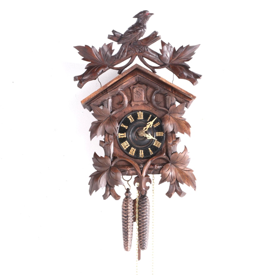 George Kuehl Black Forest Wooden Cuckoo Clock, Early 20th Century