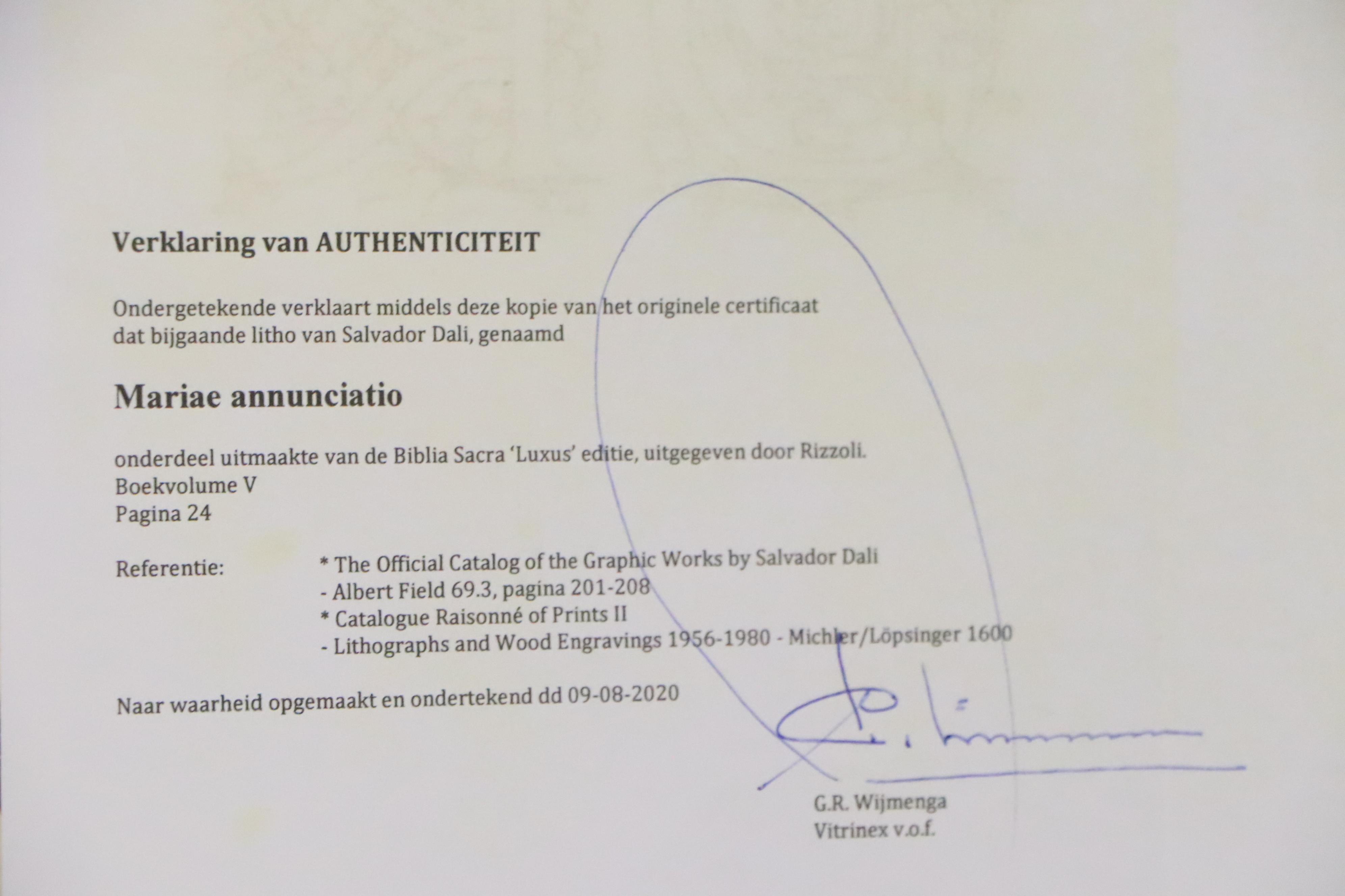 Salvador Dali Lithographic Print from "Biblia Sacra," 1969