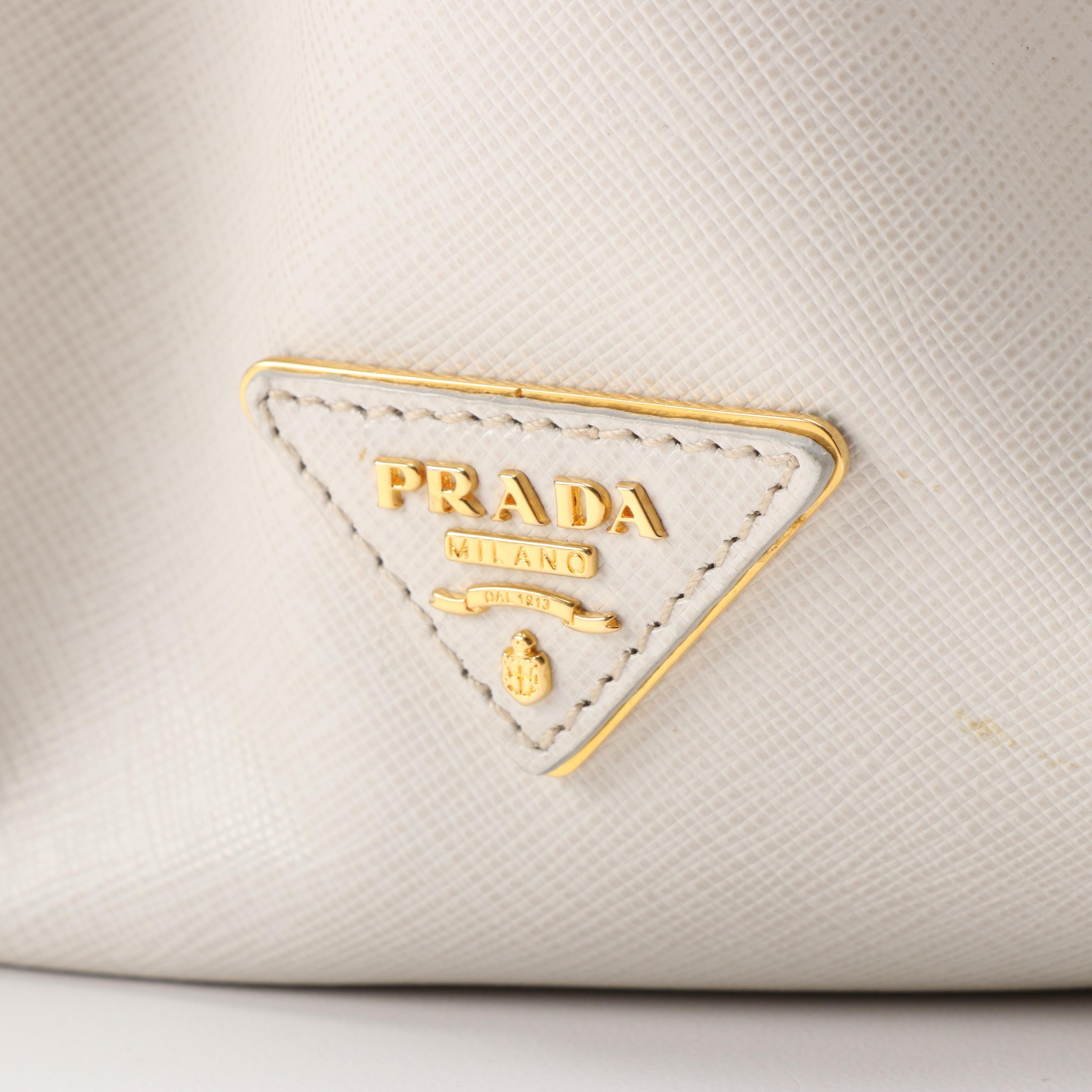 Prada White Saffiano Lux Borsa Cerniera Bag