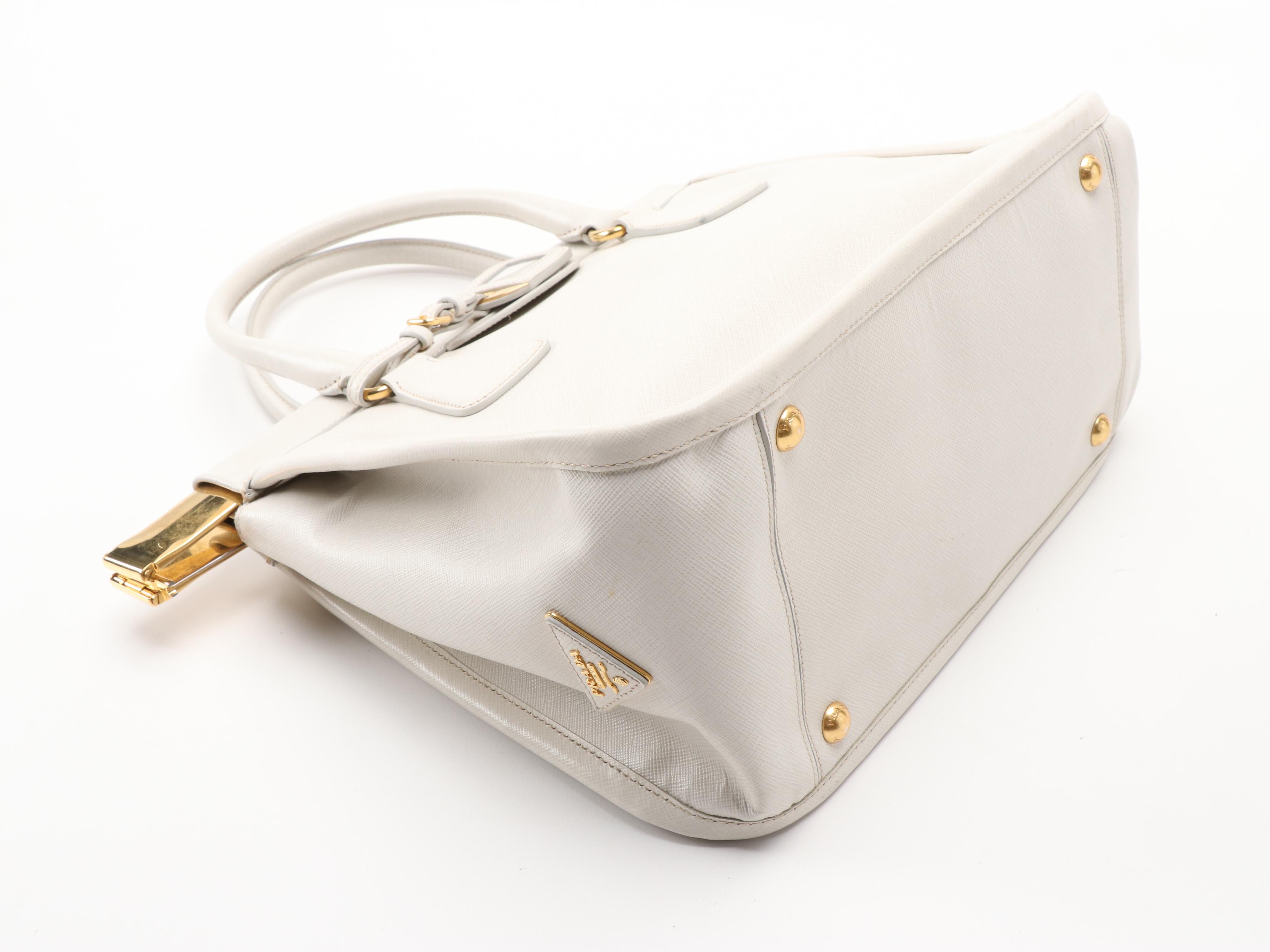 Prada White Saffiano Lux Borsa Cerniera Bag
