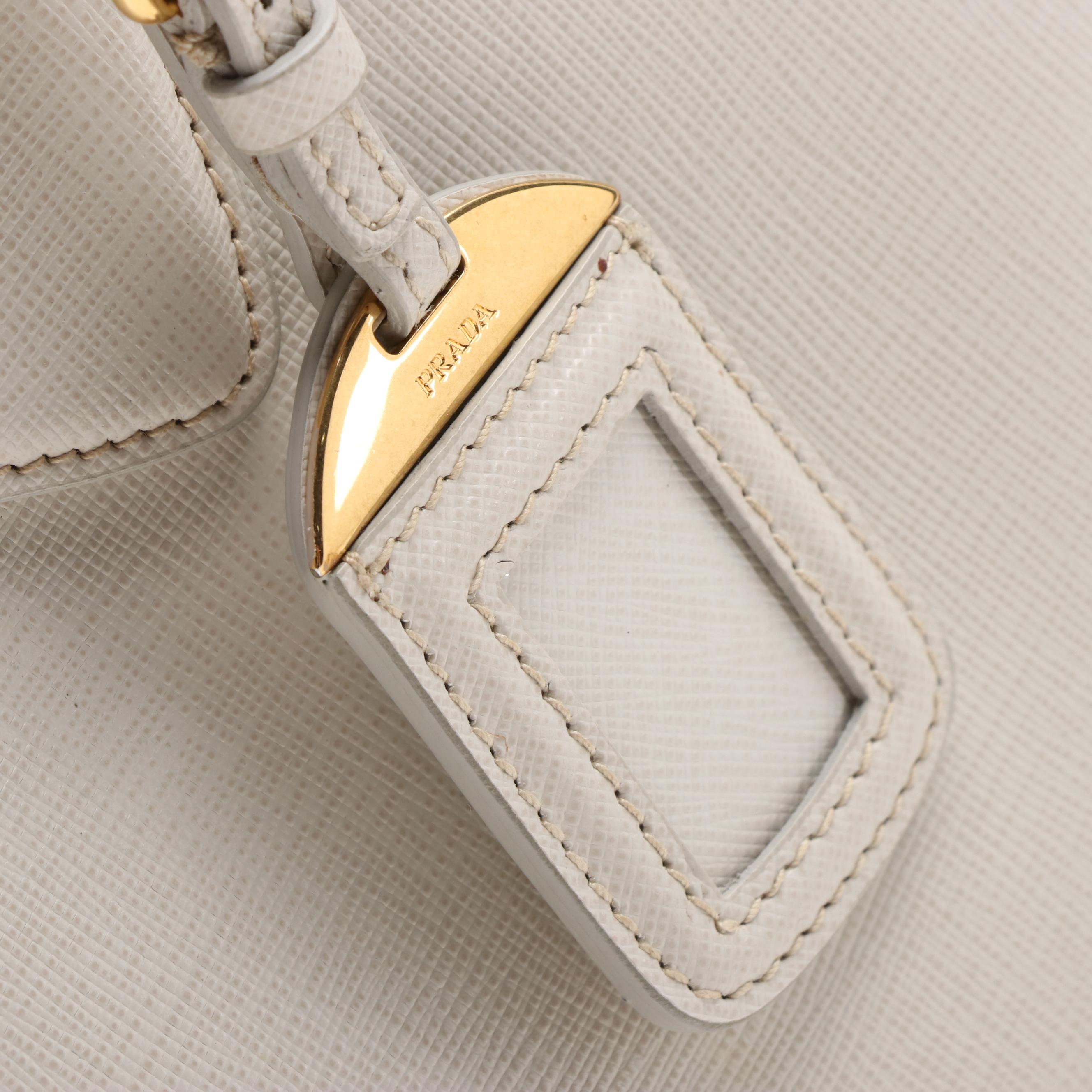 Prada White Saffiano Lux Borsa Cerniera Bag