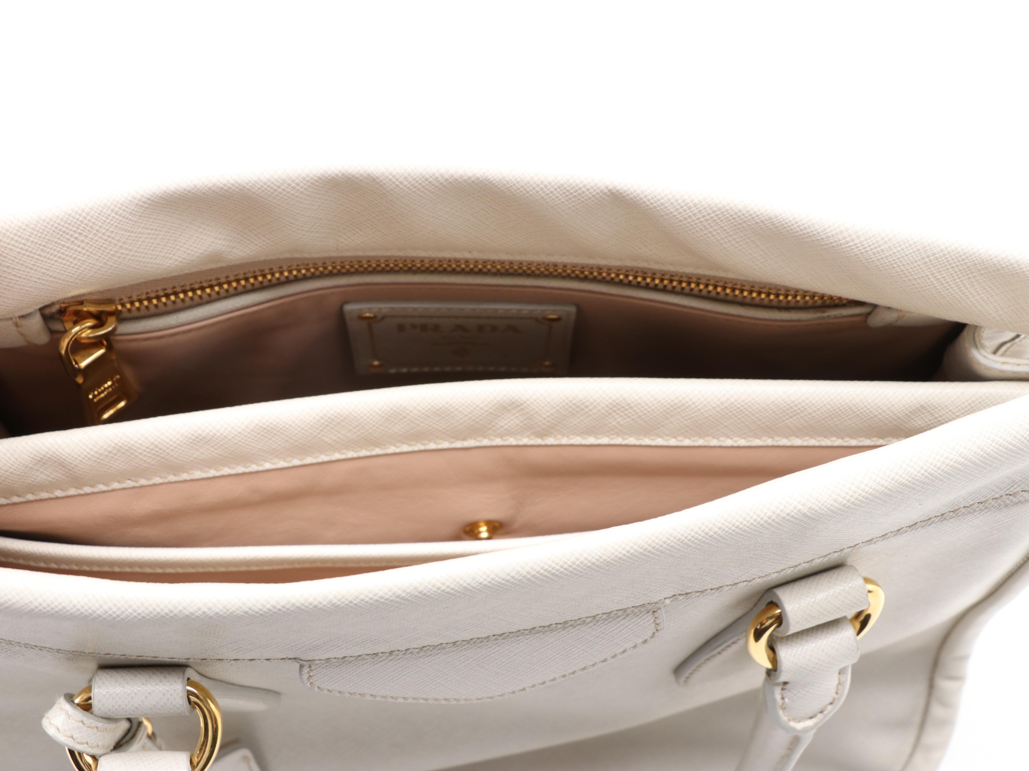 Prada White Saffiano Lux Borsa Cerniera Bag