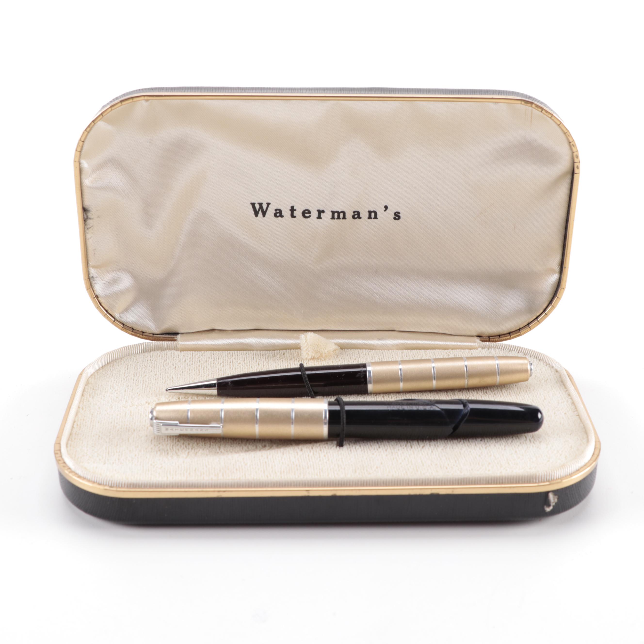 Waterman's Mechanical Pencil and Fountain Pen Set with Case and Ink Refills
