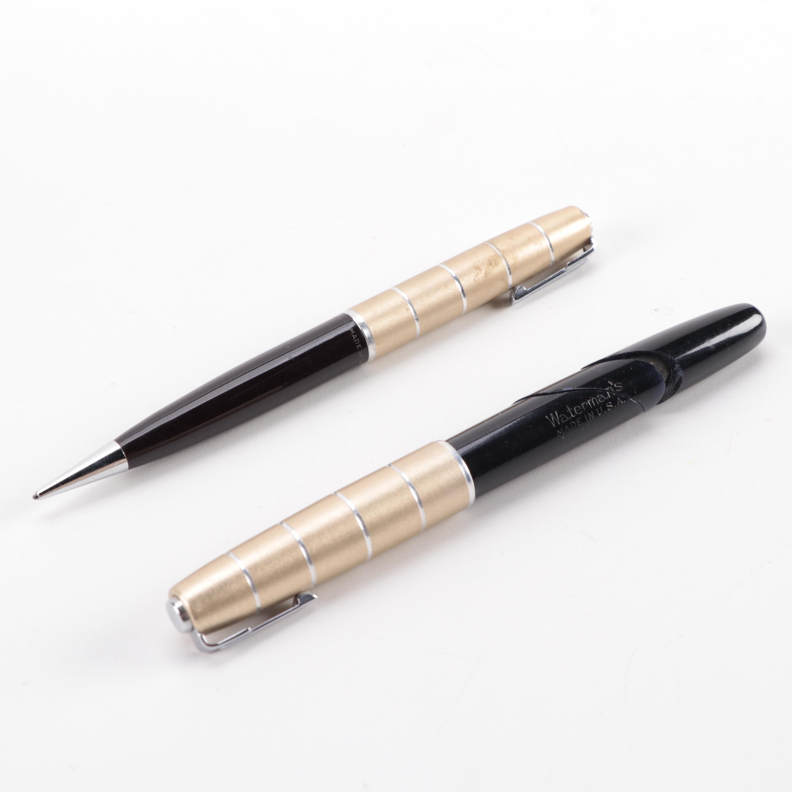 Waterman's Mechanical Pencil and Fountain Pen Set with Case and Ink Refills