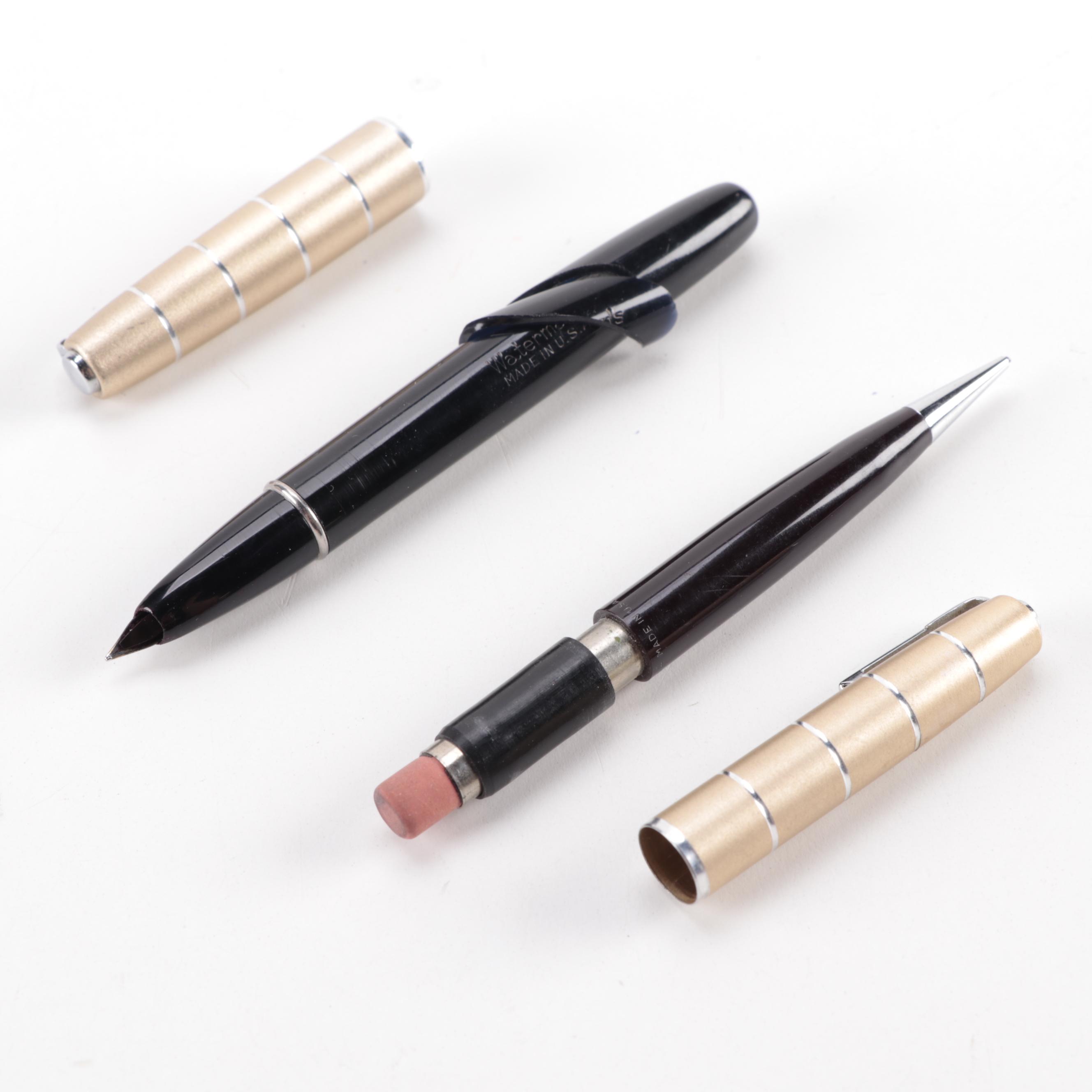 Waterman's Mechanical Pencil and Fountain Pen Set with Case and Ink Refills
