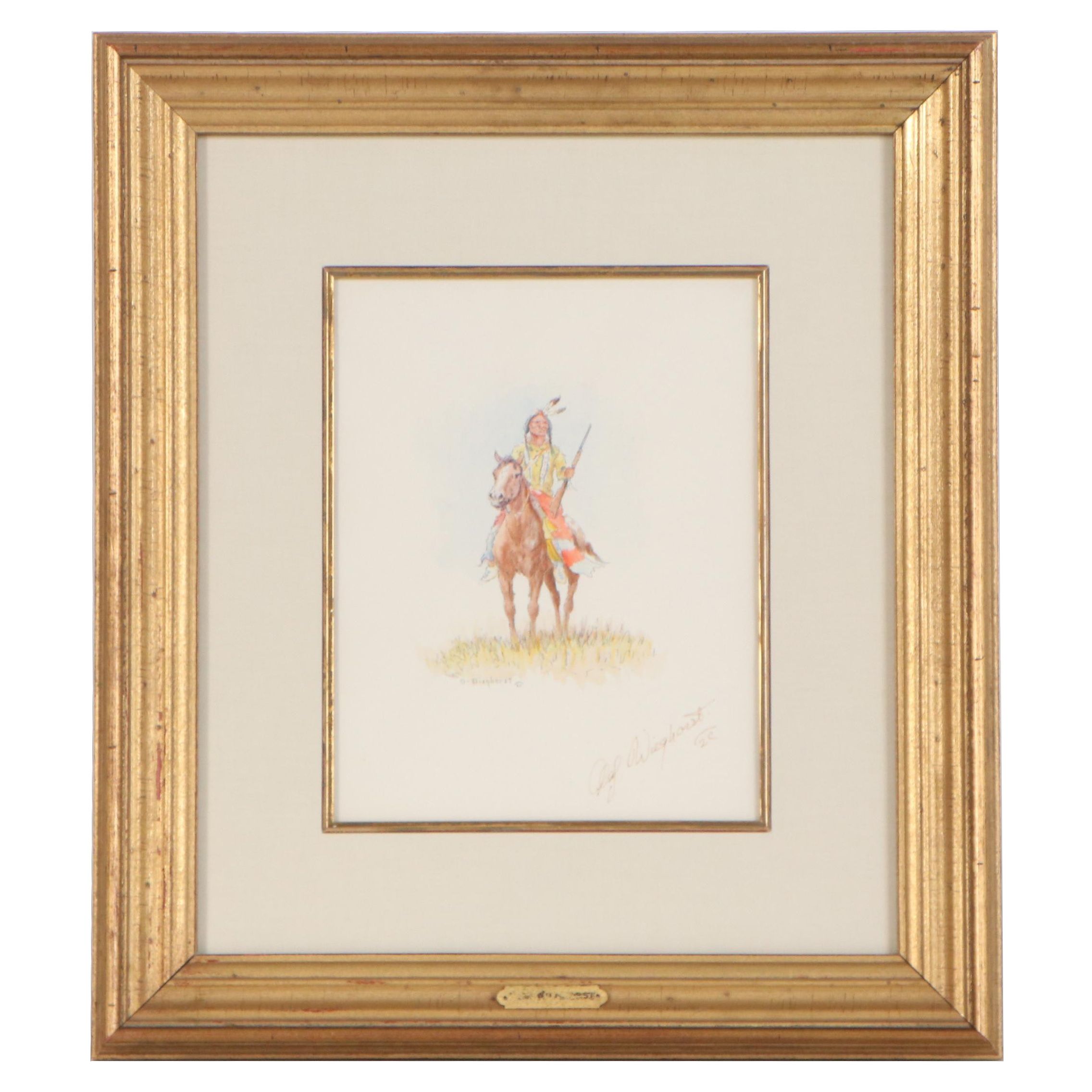Olaf Carl Wieghorst Watercolor Painting "Indian Scout"