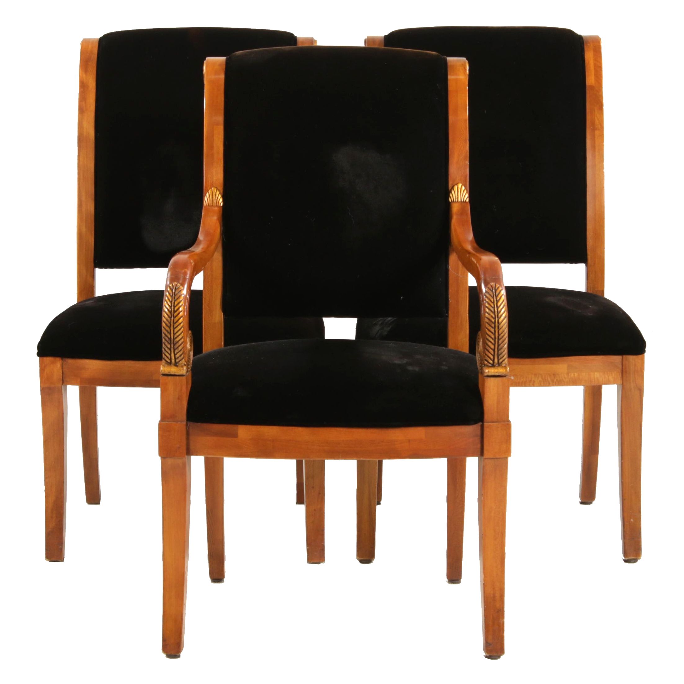 Three Henredon Empire Style Velveteen Upholstered Chairs