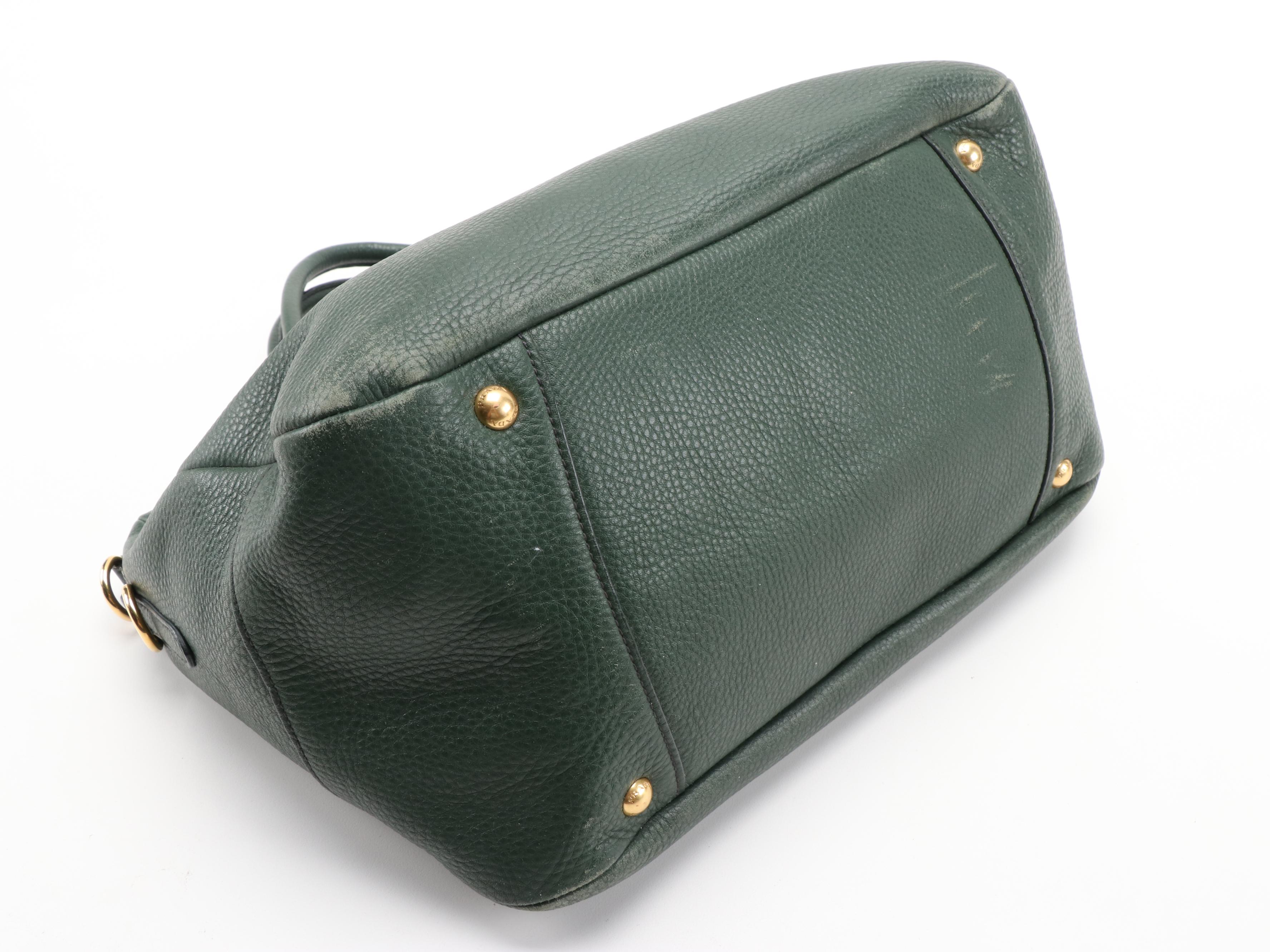 Prada Two-Way Satchel in Forest Green Vitello Daino Leather