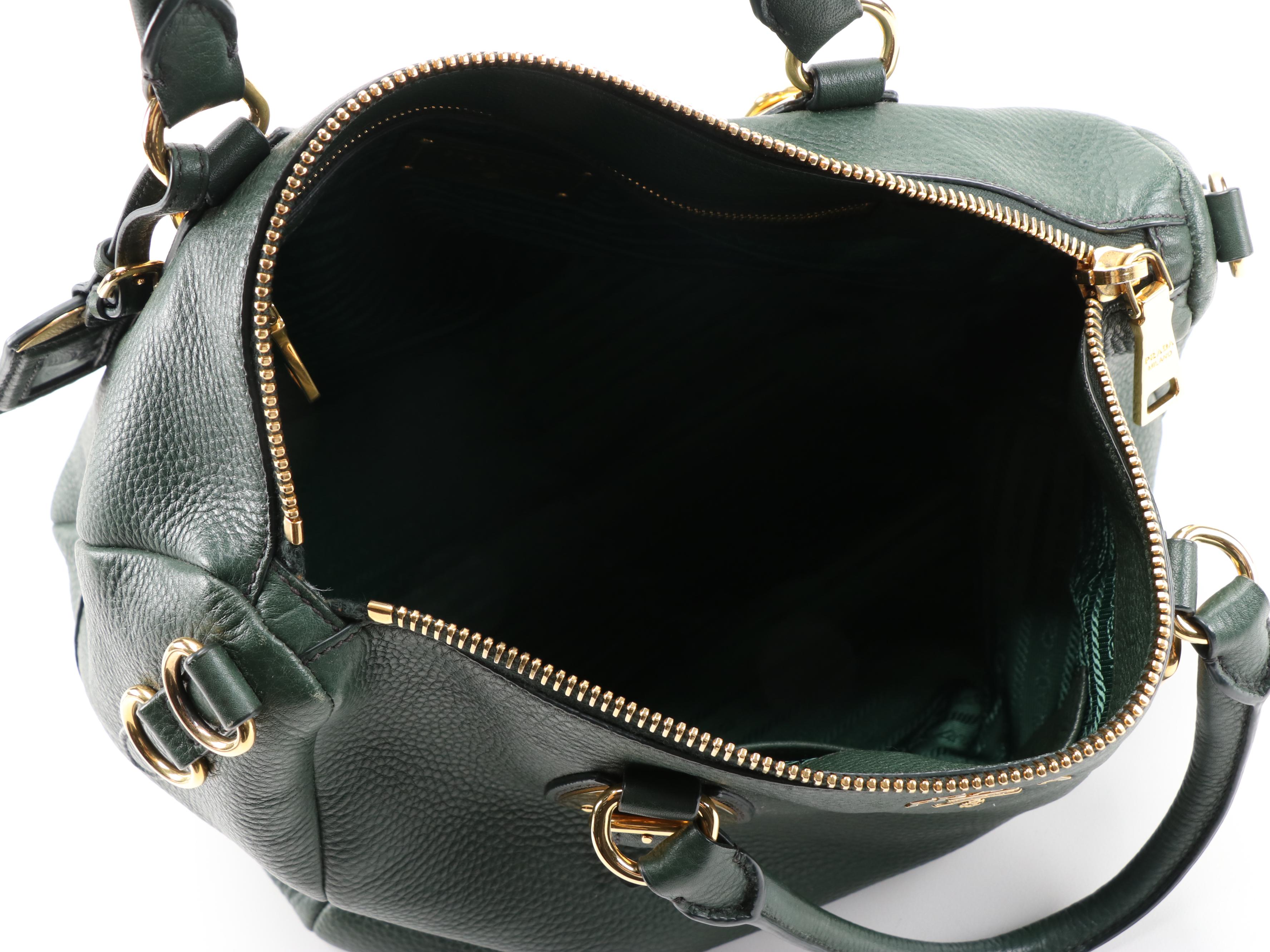 Prada Two-Way Satchel in Forest Green Vitello Daino Leather